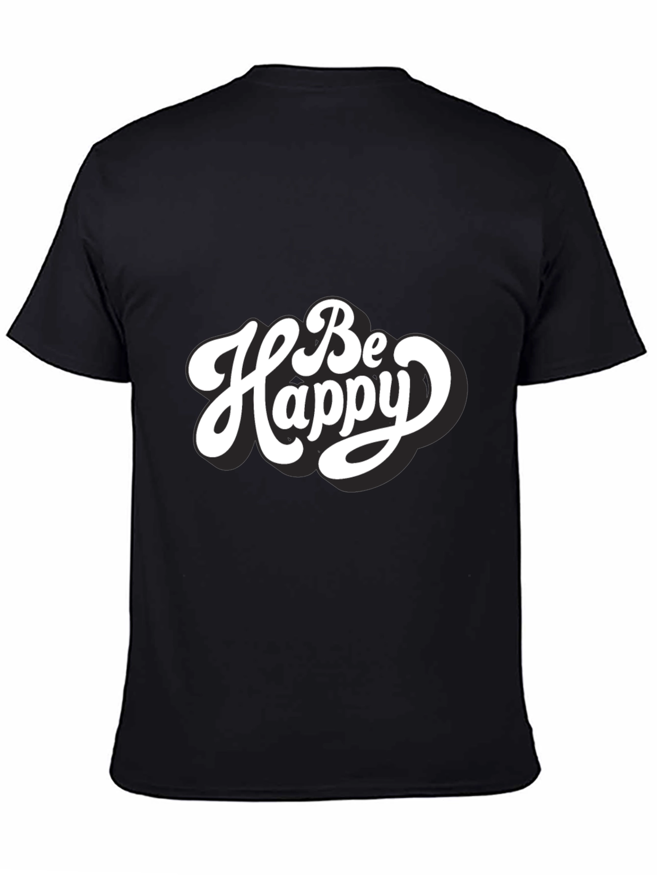 Be Happy Graphic Tee - Trendy Black T-Shirt