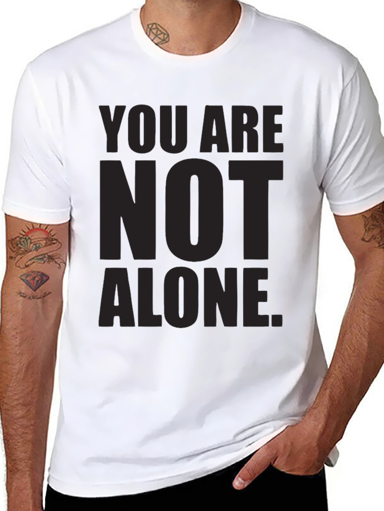 Inspirational You Are Not Alone Black T-Shirt