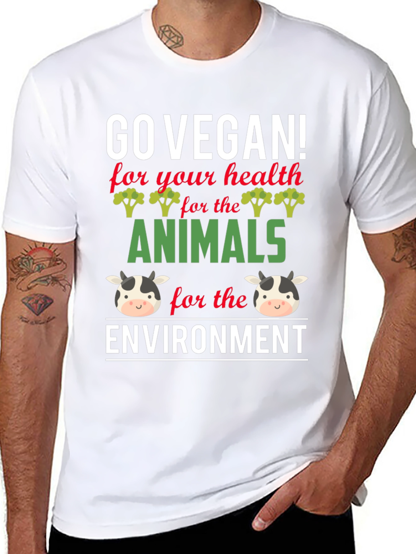 Go Vegan T-Shirt - Health Animals Environment