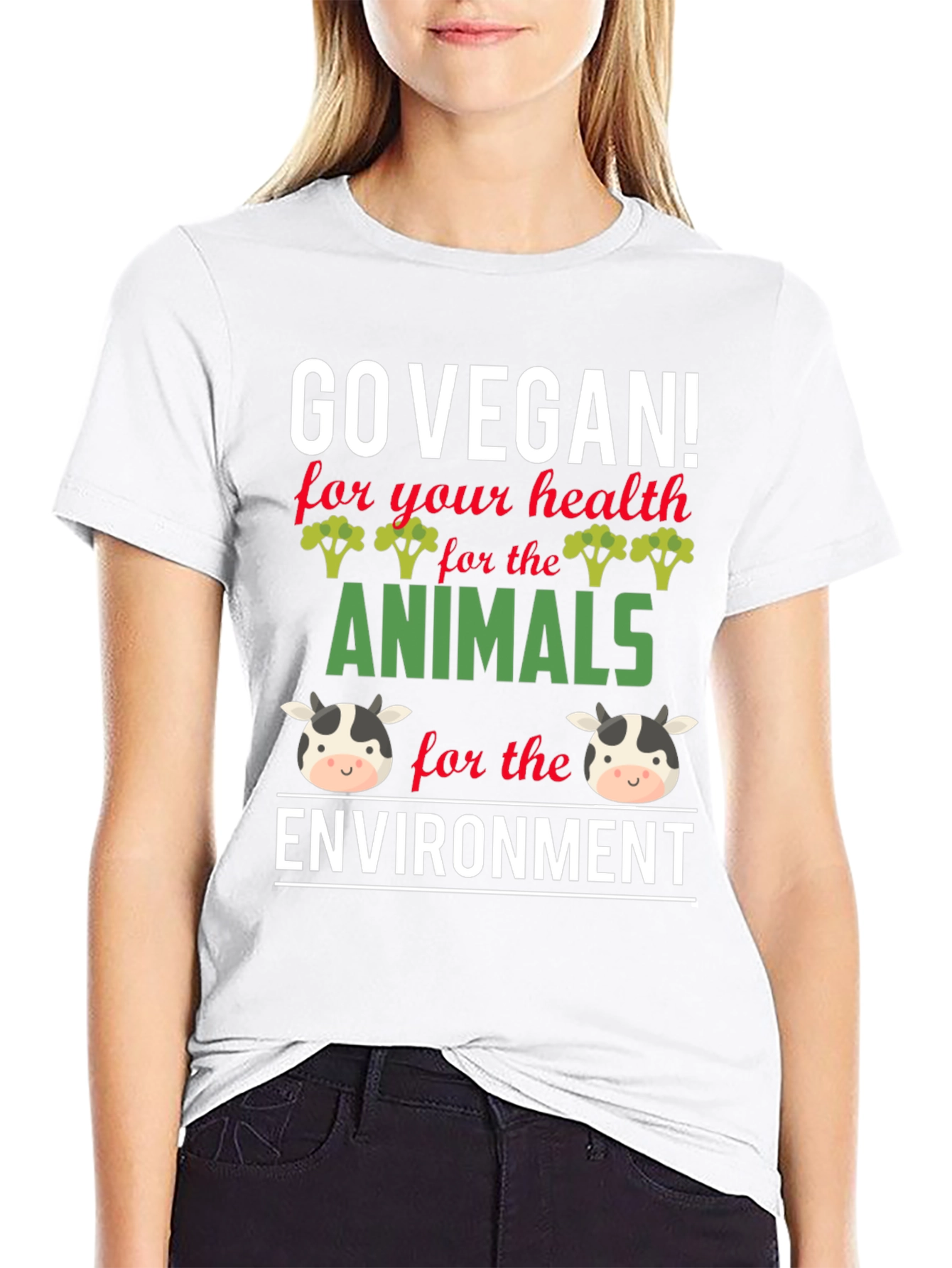 Go Vegan T-Shirt - Health Animals Environment