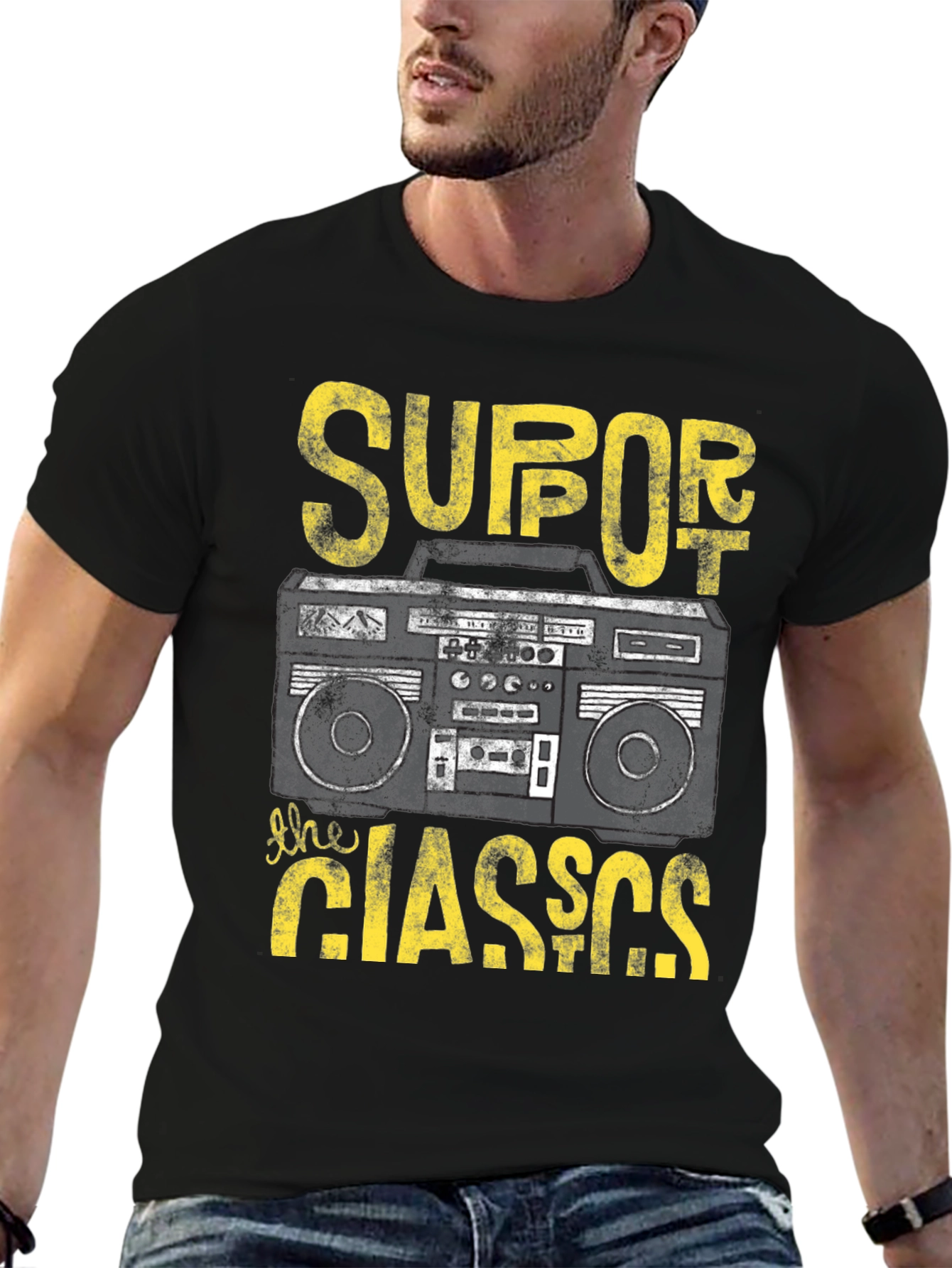 Retro Boombox Graphic Tee - Support the Classics!