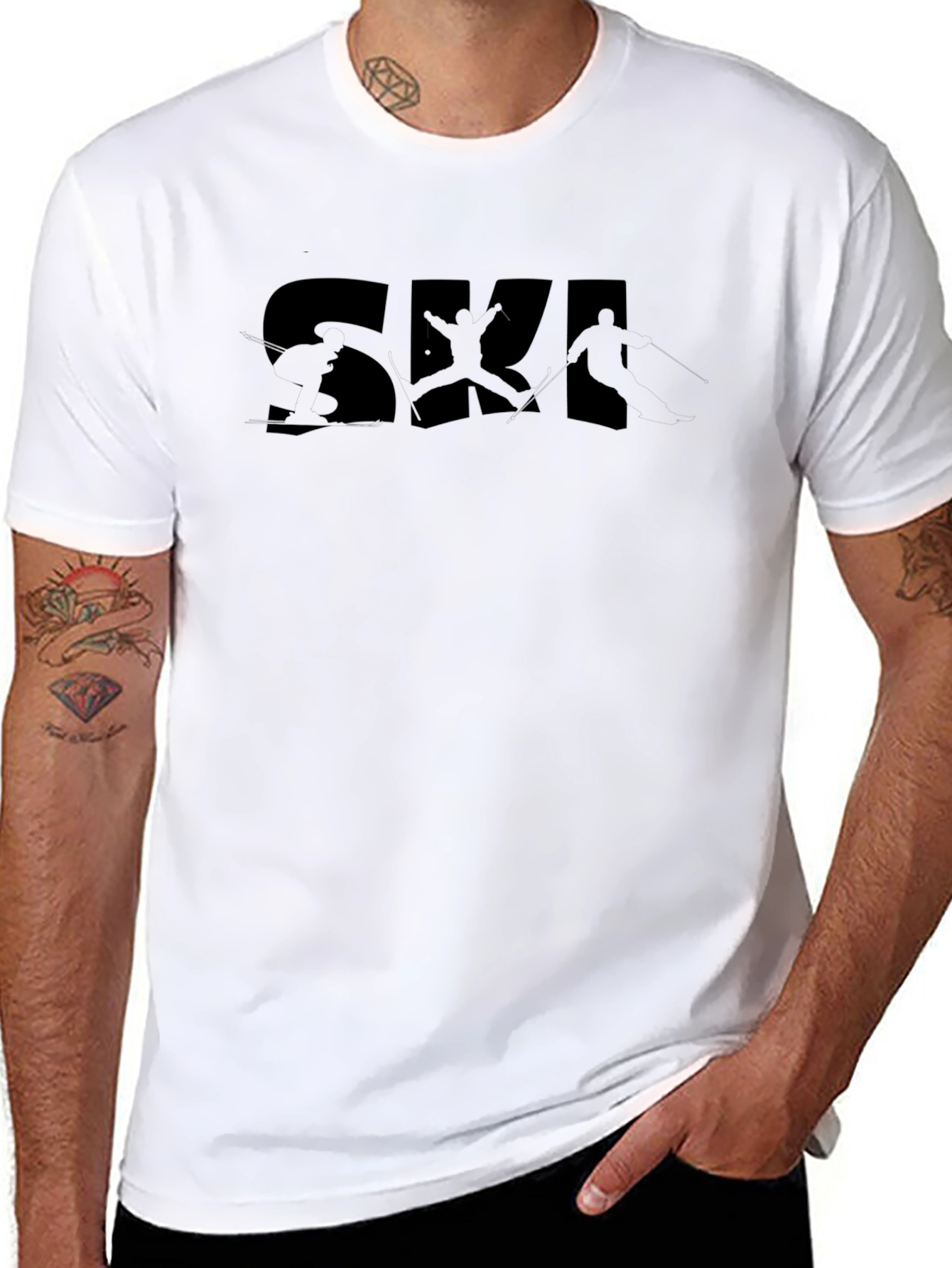 SKI Graphic Print Crew Neck T-Shirt