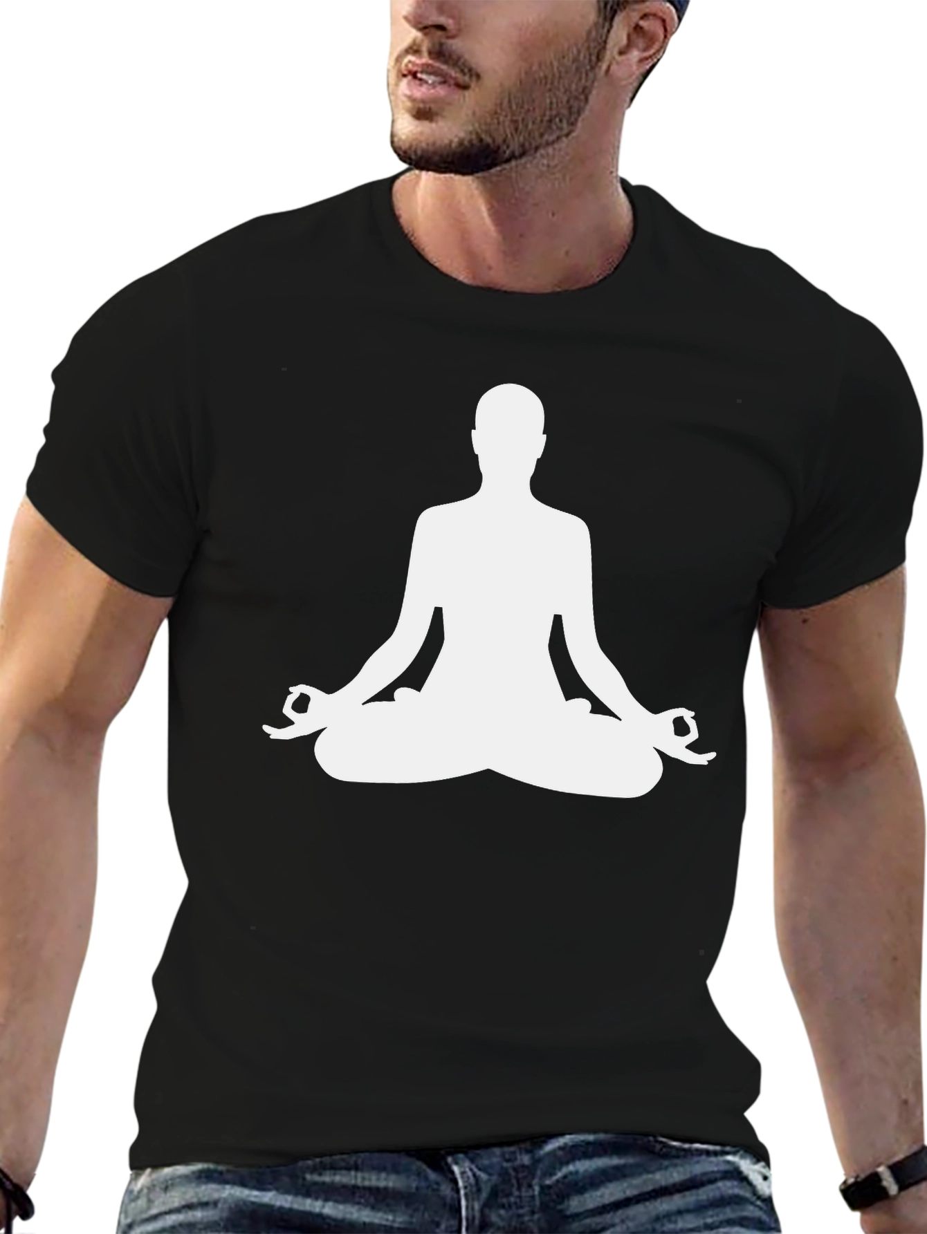 Meditate in Style: Yoga Silhouette Black T-Shirt