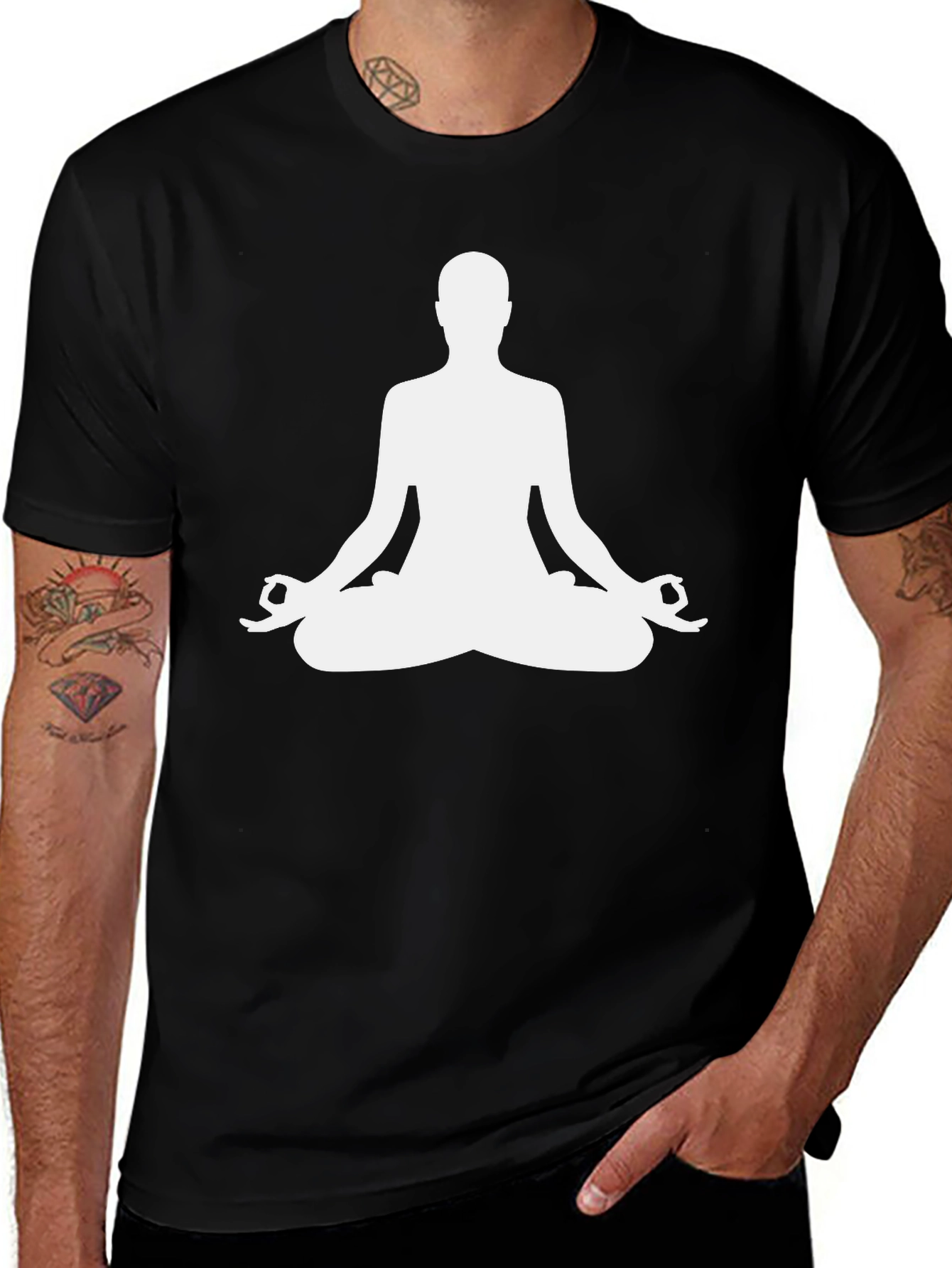 Meditate in Style: Yoga Silhouette Black T-Shirt