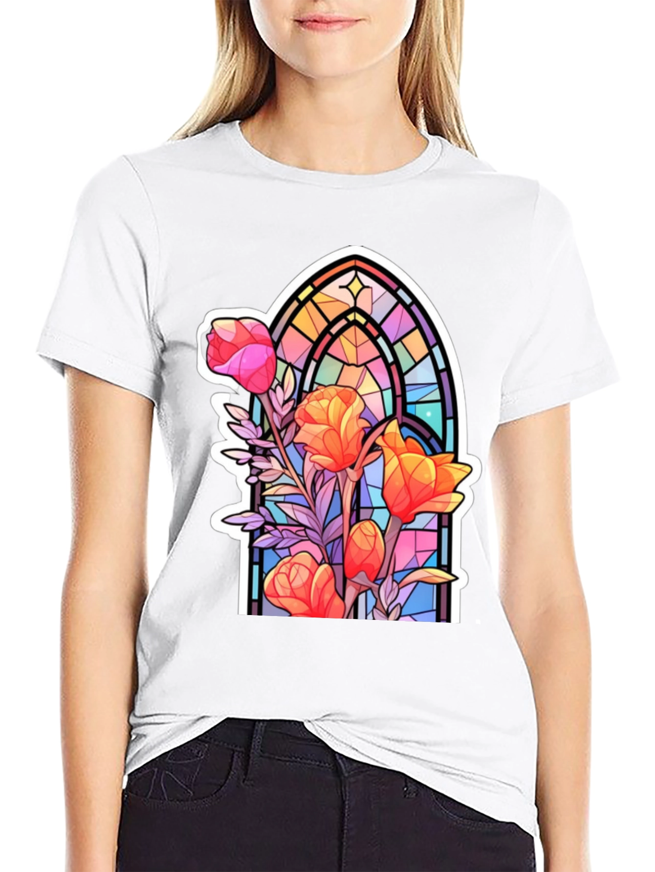 Stained Glass Floral Graphic Tee