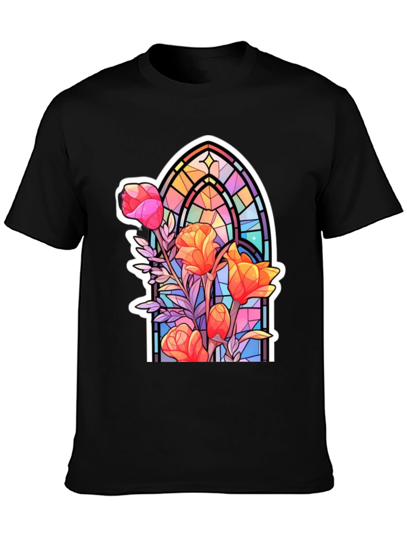 Stained Glass Floral Graphic Tee