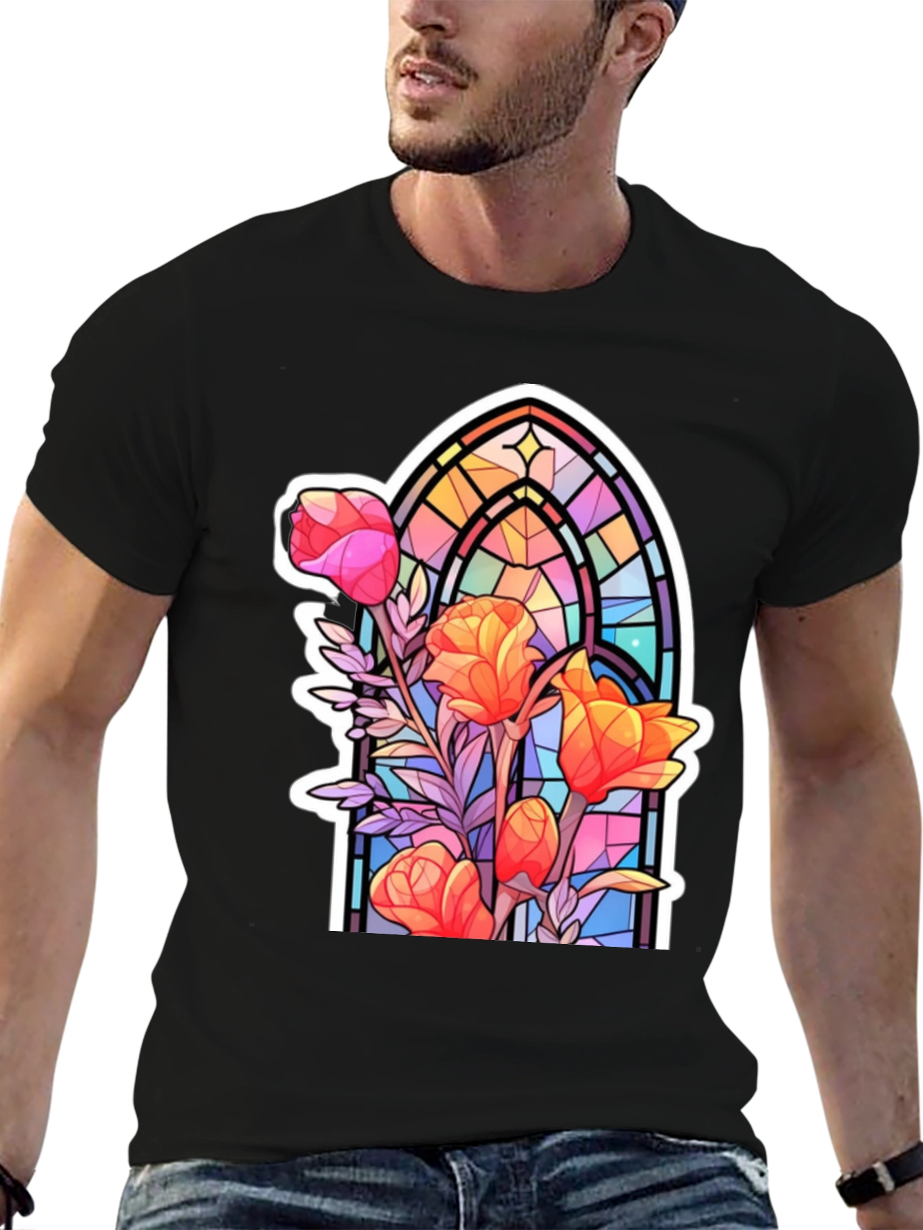 Stained Glass Floral Graphic Tee