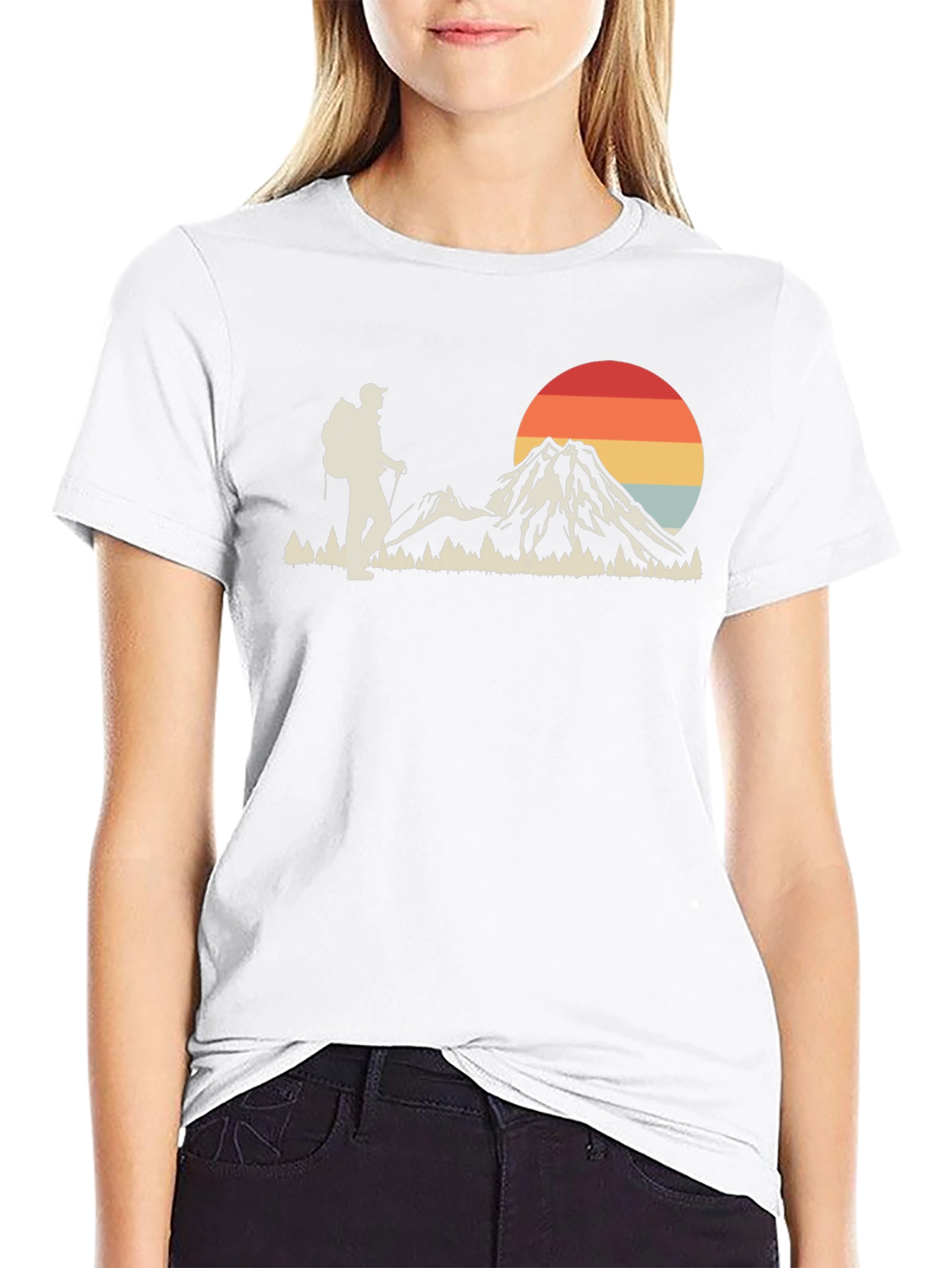 Retro Hiker Graphic Tee - Mountain Adventure Shirt