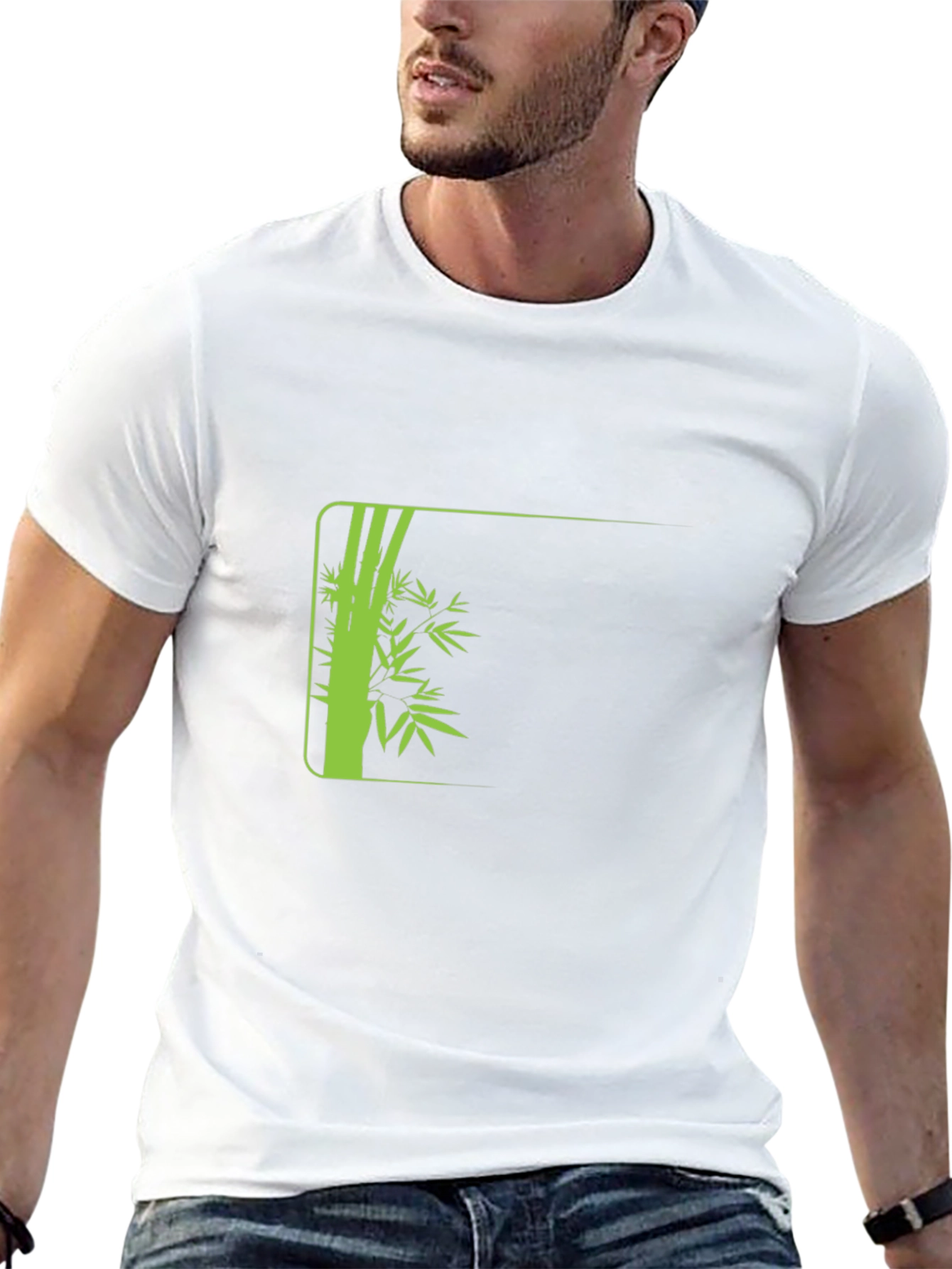 Bamboo Graphic Print Black T-Shirt