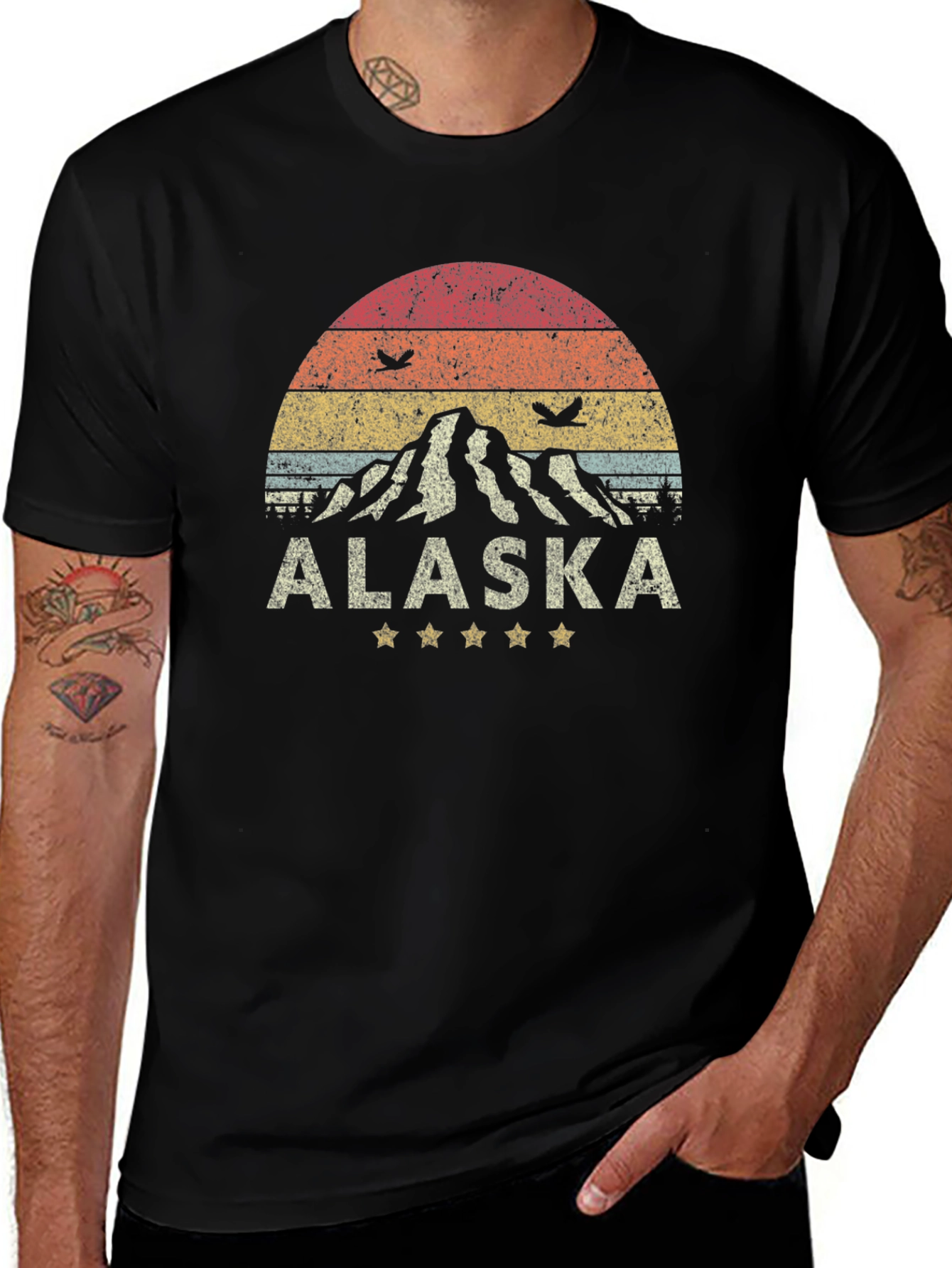 Alaska Mountain Graphic Tee - Retro Style