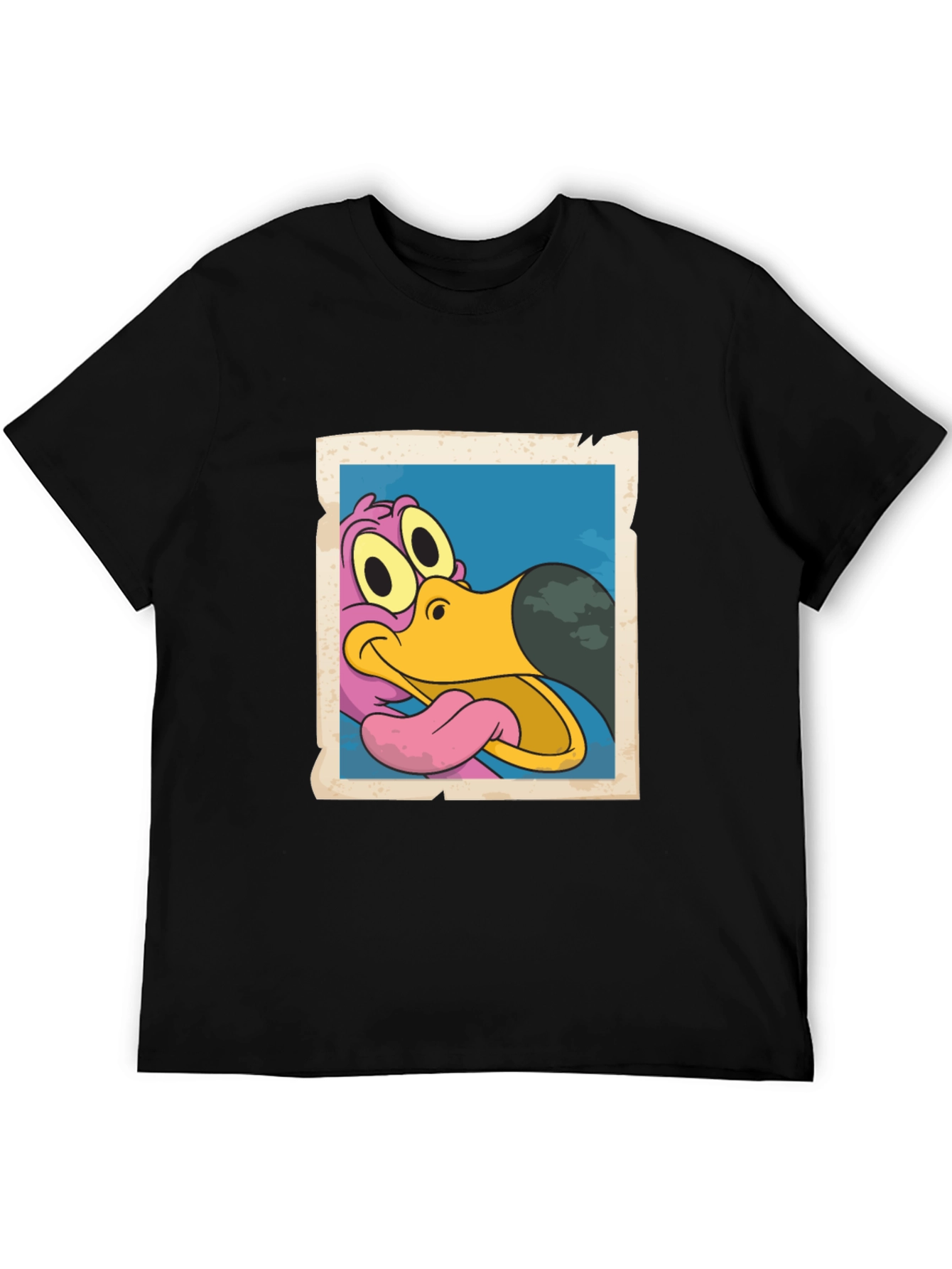 Cartoon Dodo Bird Graphic Black T-Shirt