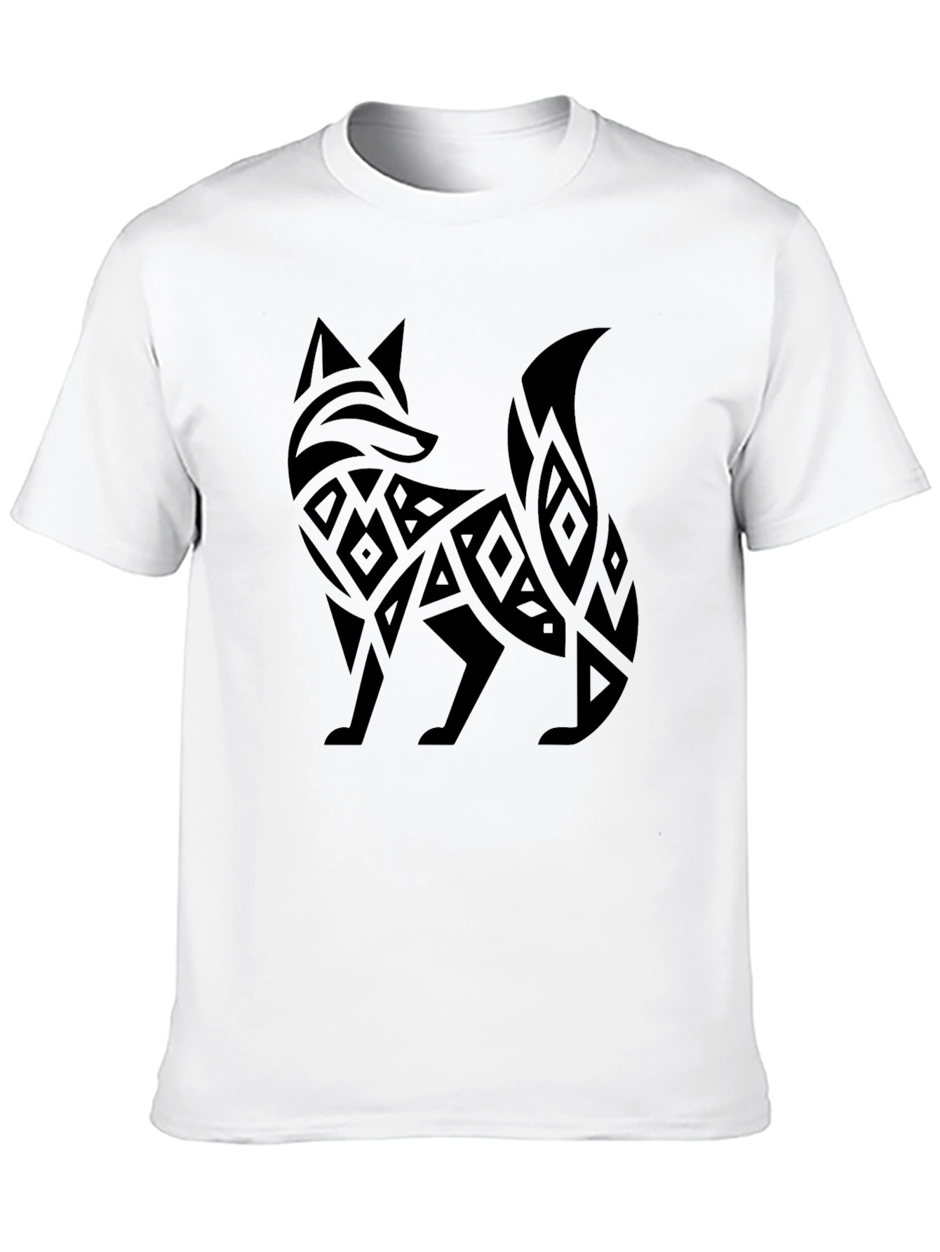 Tribal Fox Graphic Tee - Stylish Mens Black T-Shirt