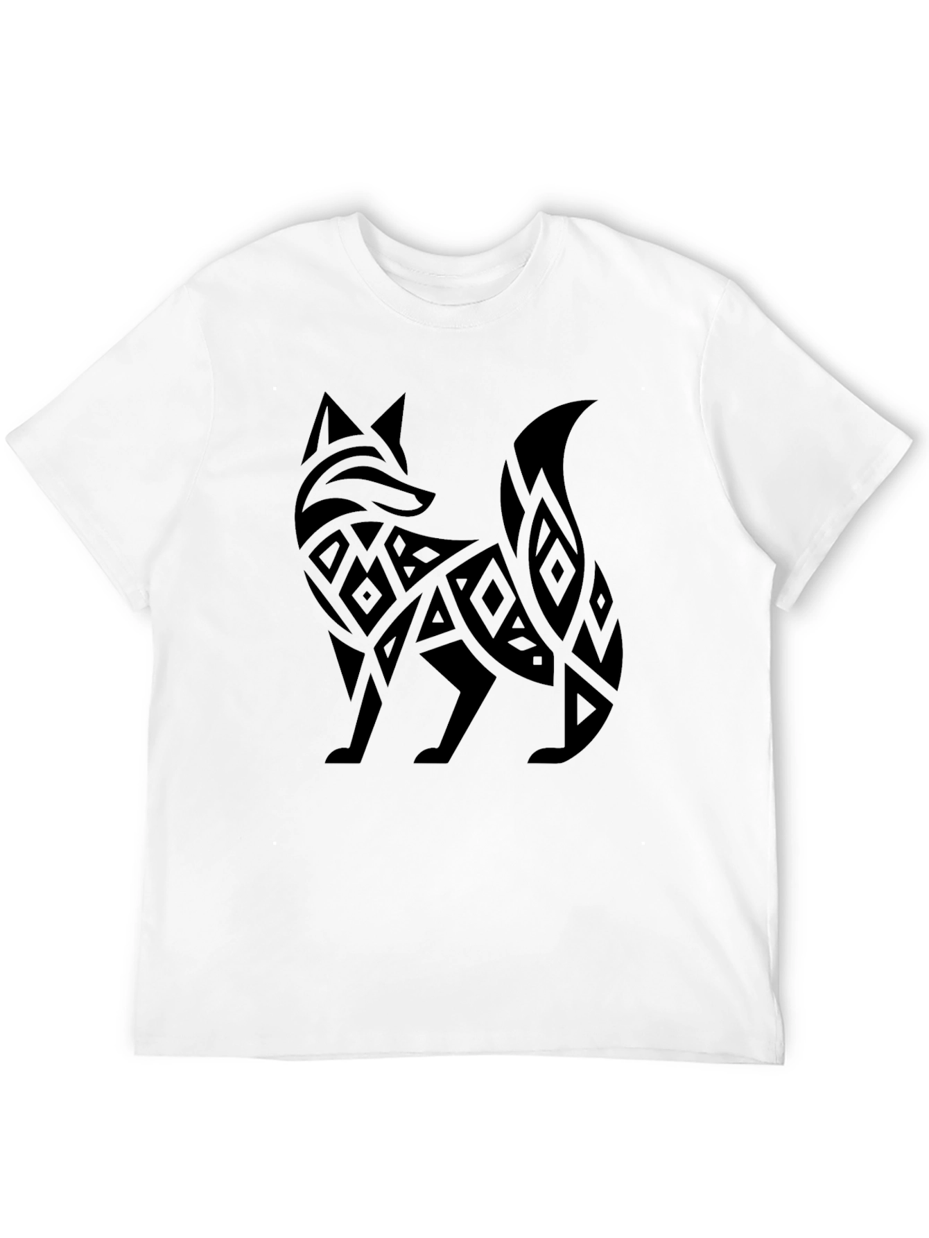 Tribal Fox Graphic Tee - Stylish Mens Black T-Shirt