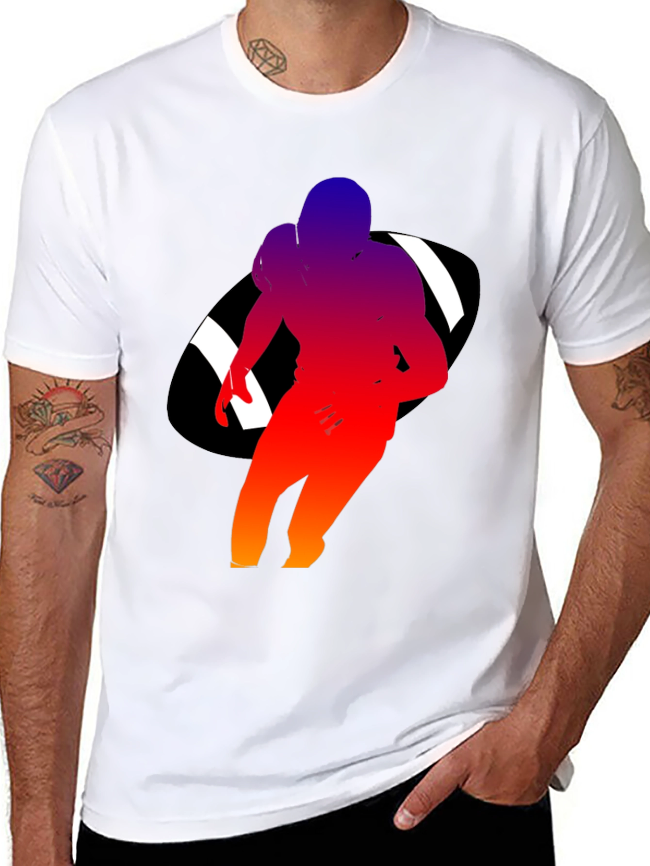 Football Player Graphic Black T-Shirt