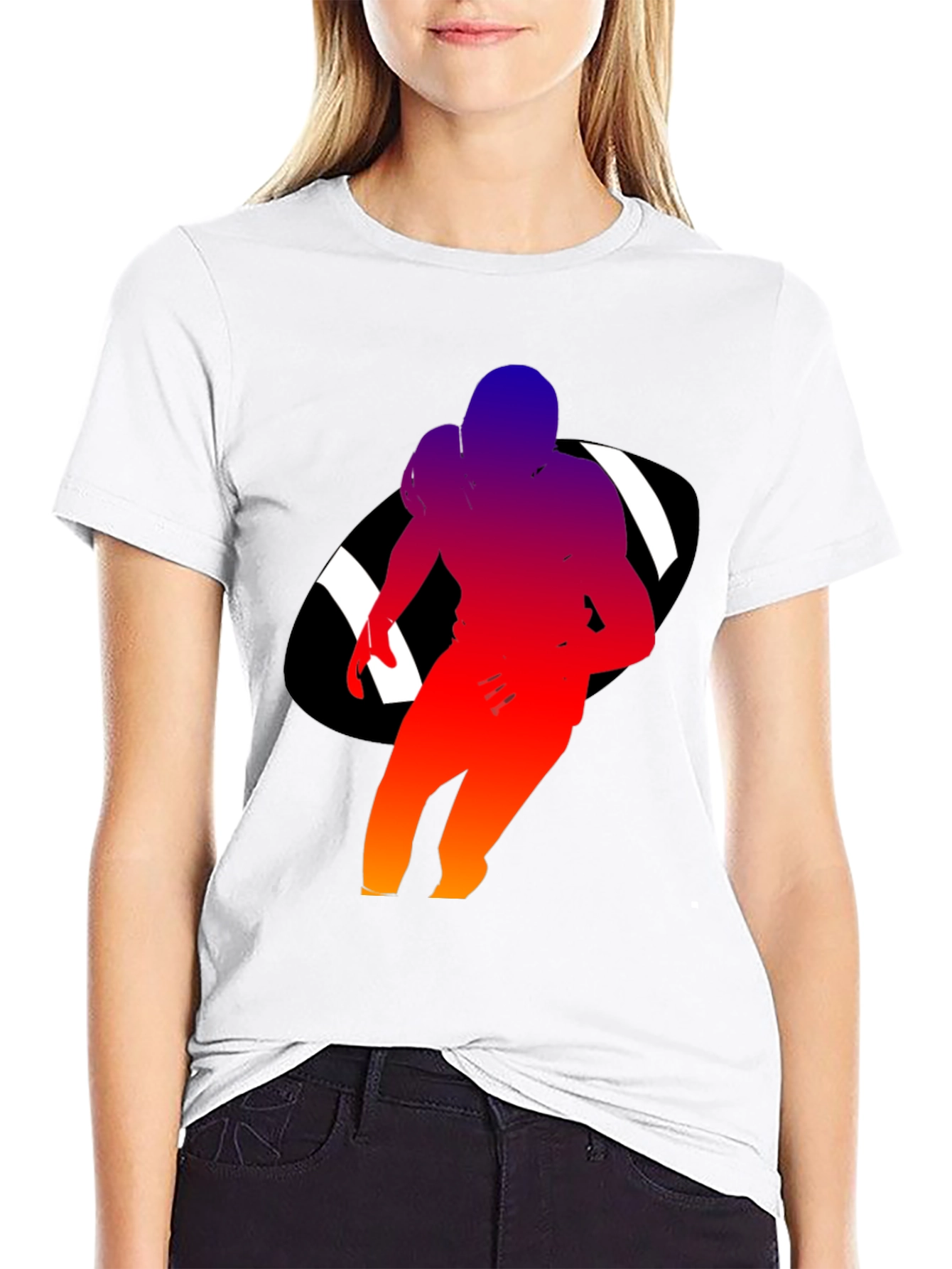 Football Player Graphic Black T-Shirt