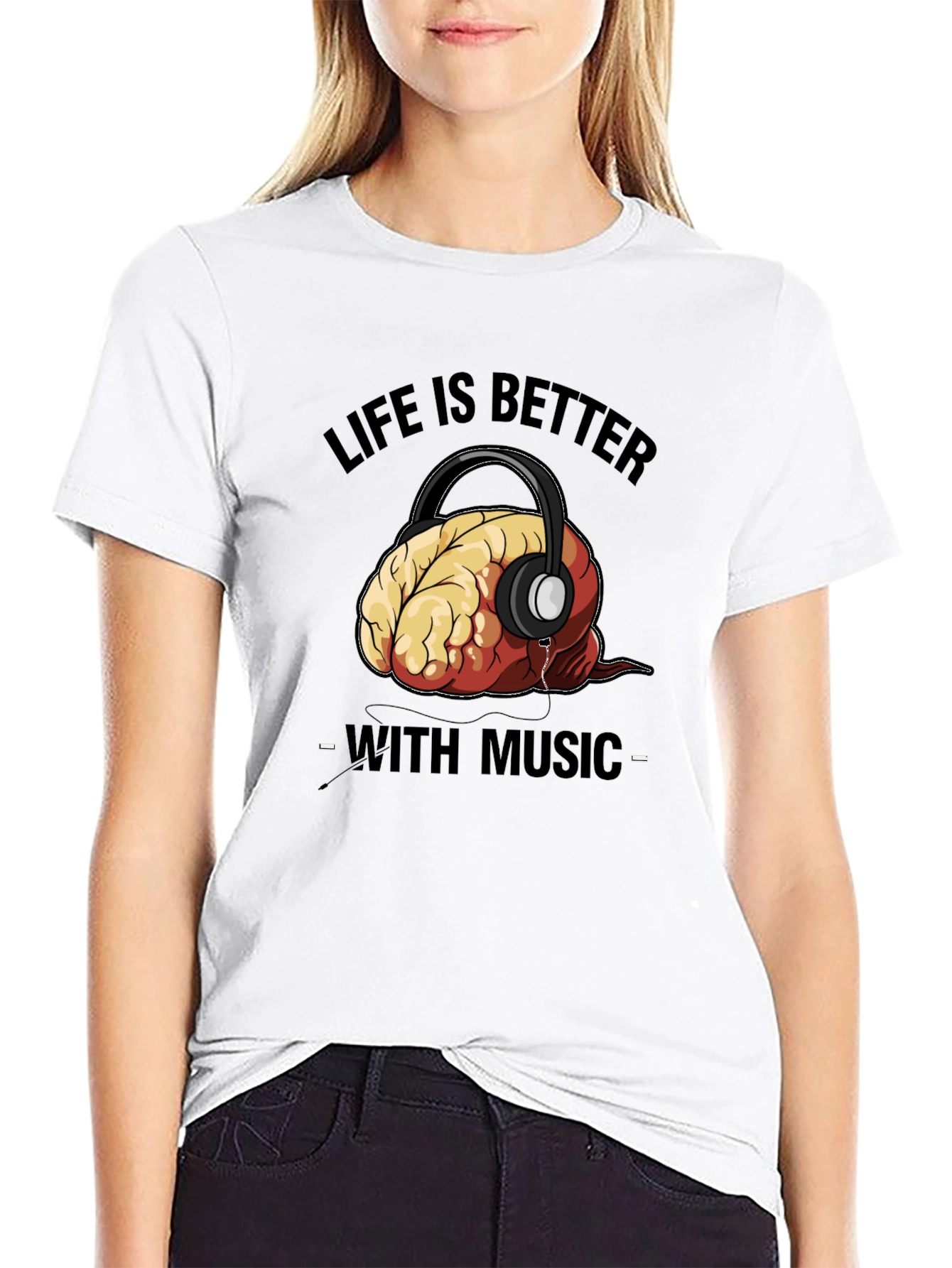 Life is Better with Music Brain T-Shirt