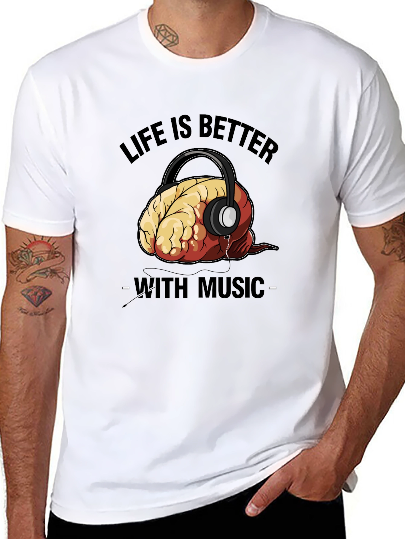 Life is Better with Music Brain T-Shirt