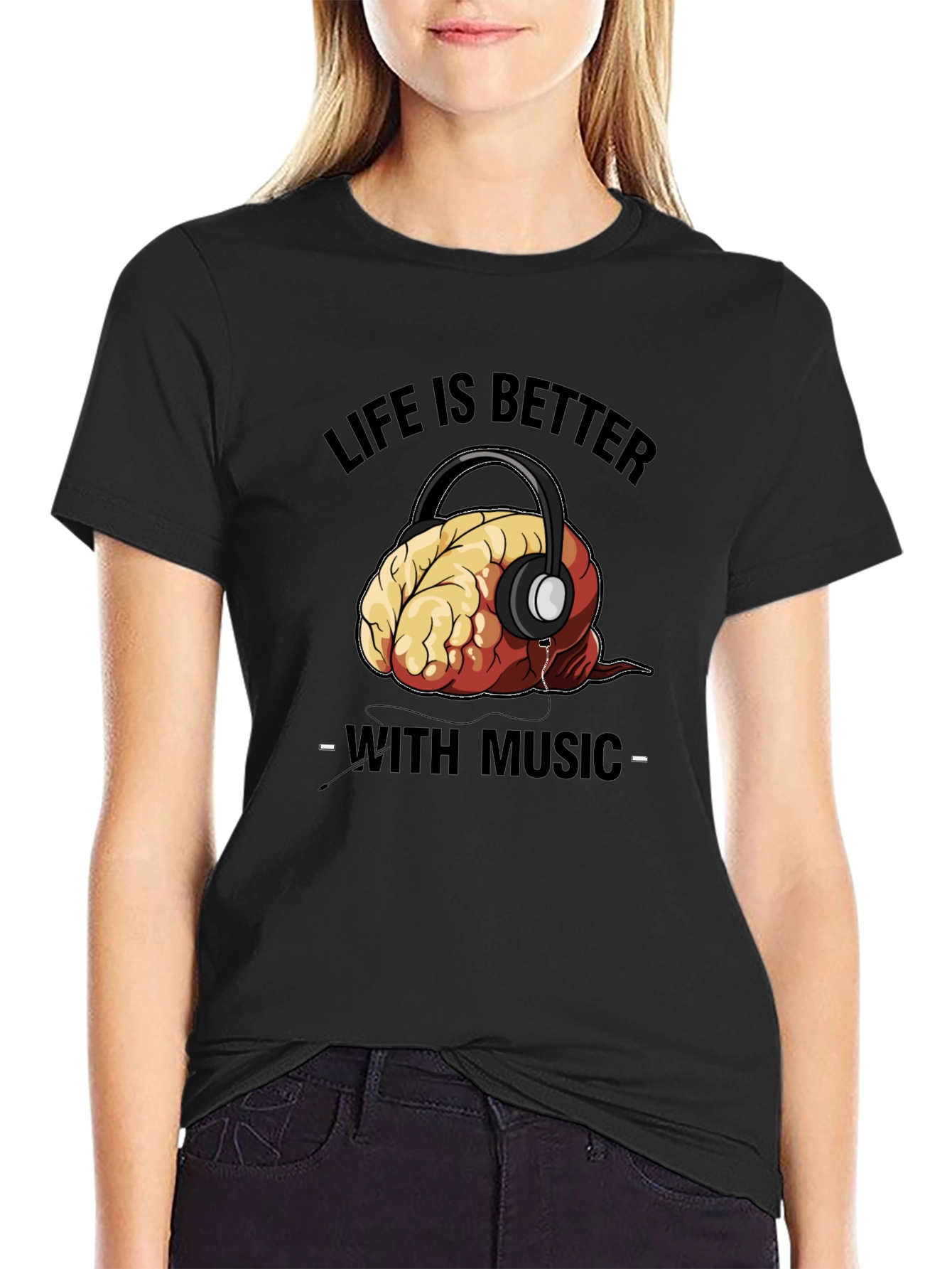 Life is Better with Music Brain T-Shirt