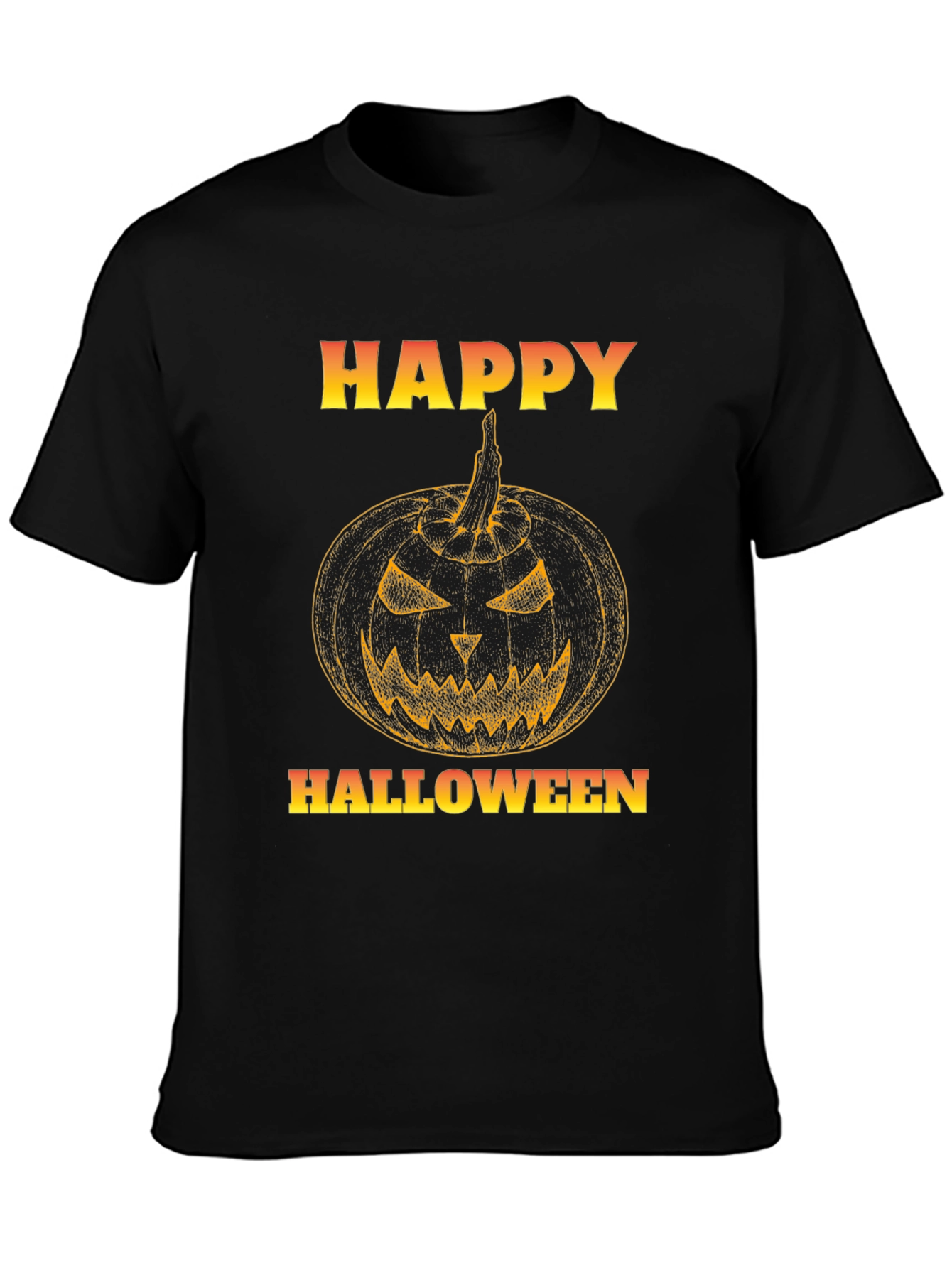 Happy Halloween Pumpkin Graphic Black T-Shirt