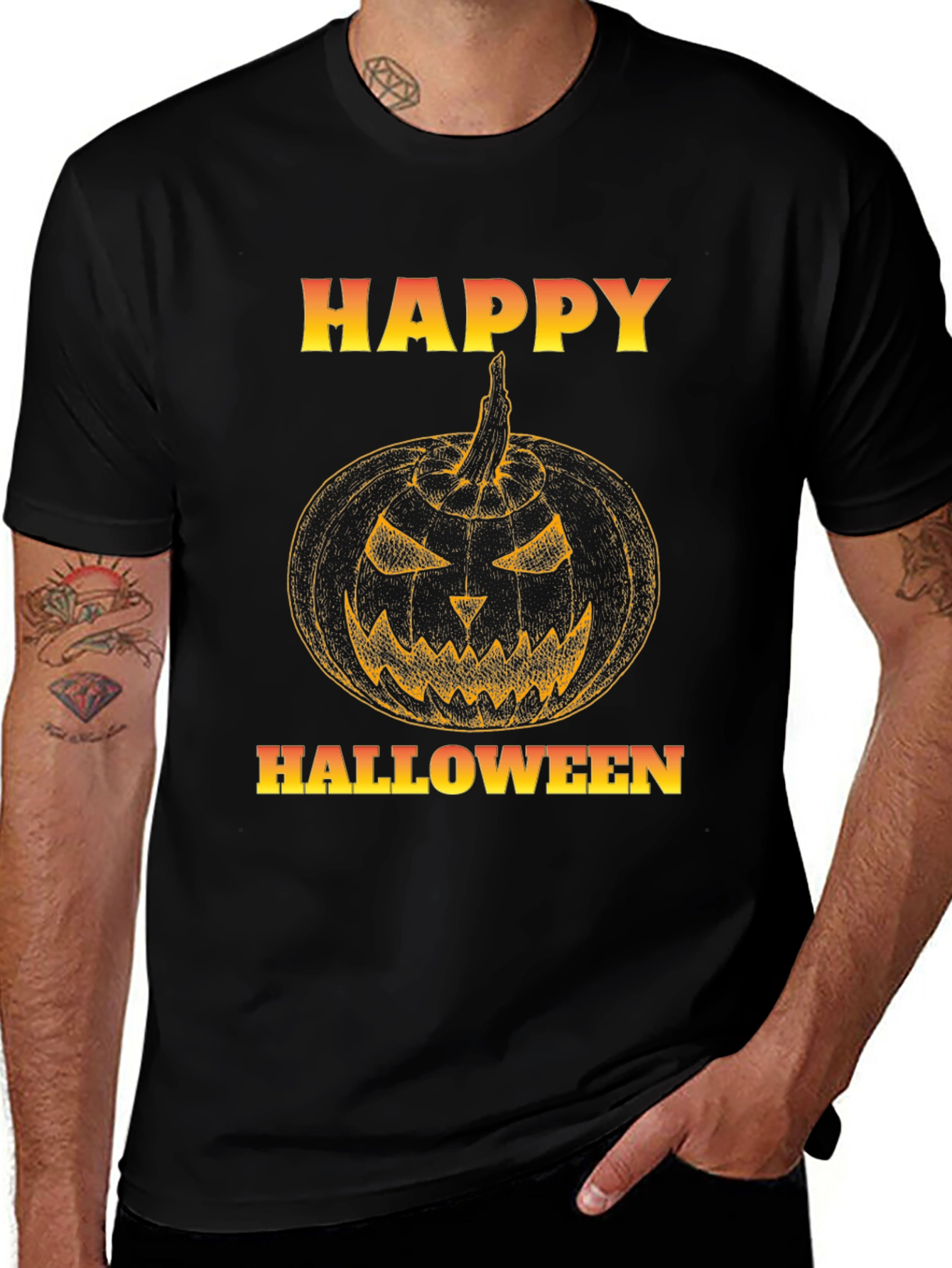 Happy Halloween Pumpkin Graphic Black T-Shirt