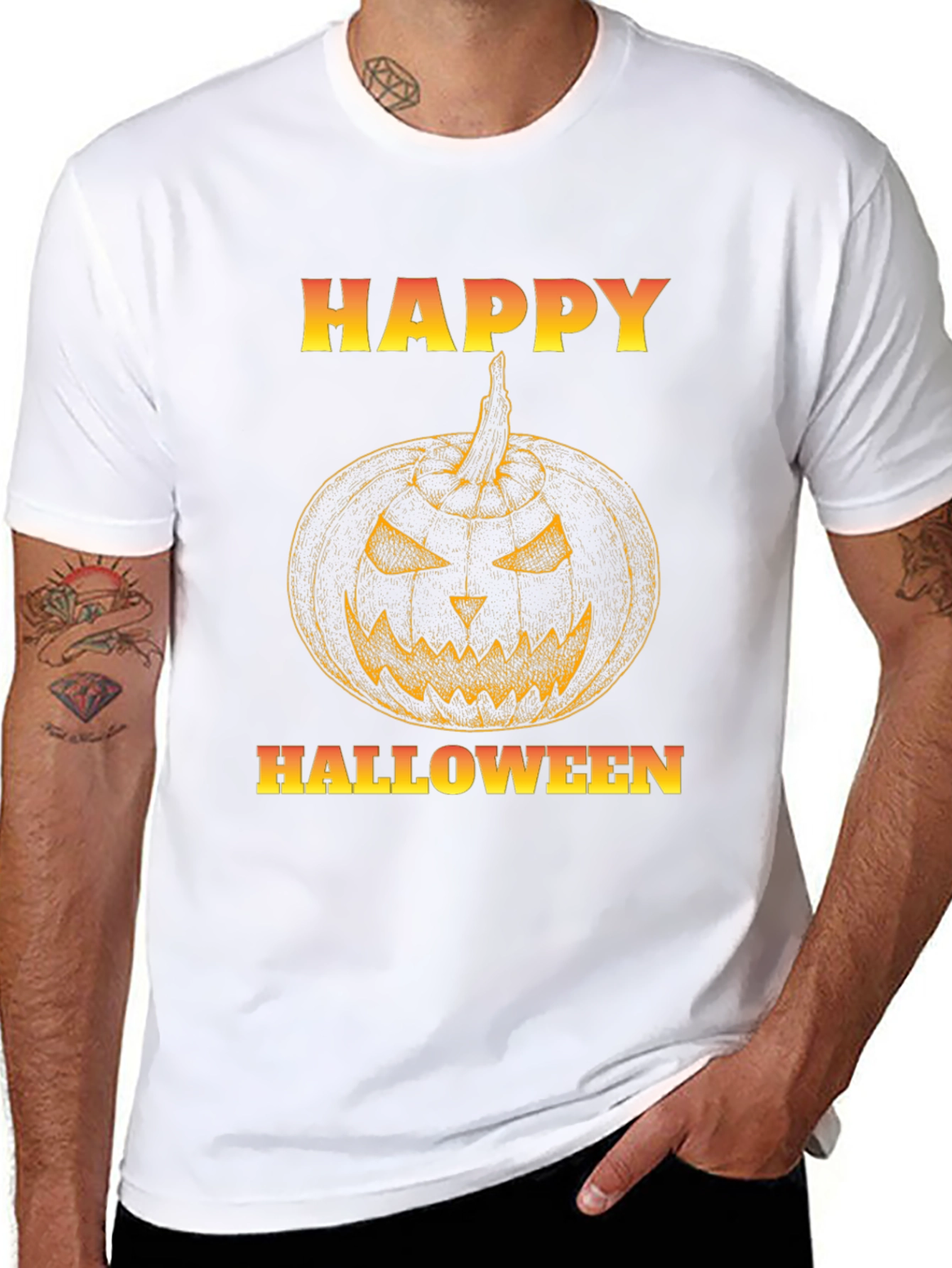 Happy Halloween Pumpkin Graphic Black T-Shirt