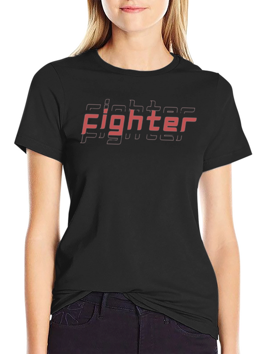 Fighter Graphic Print Black Crewneck T-Shirt