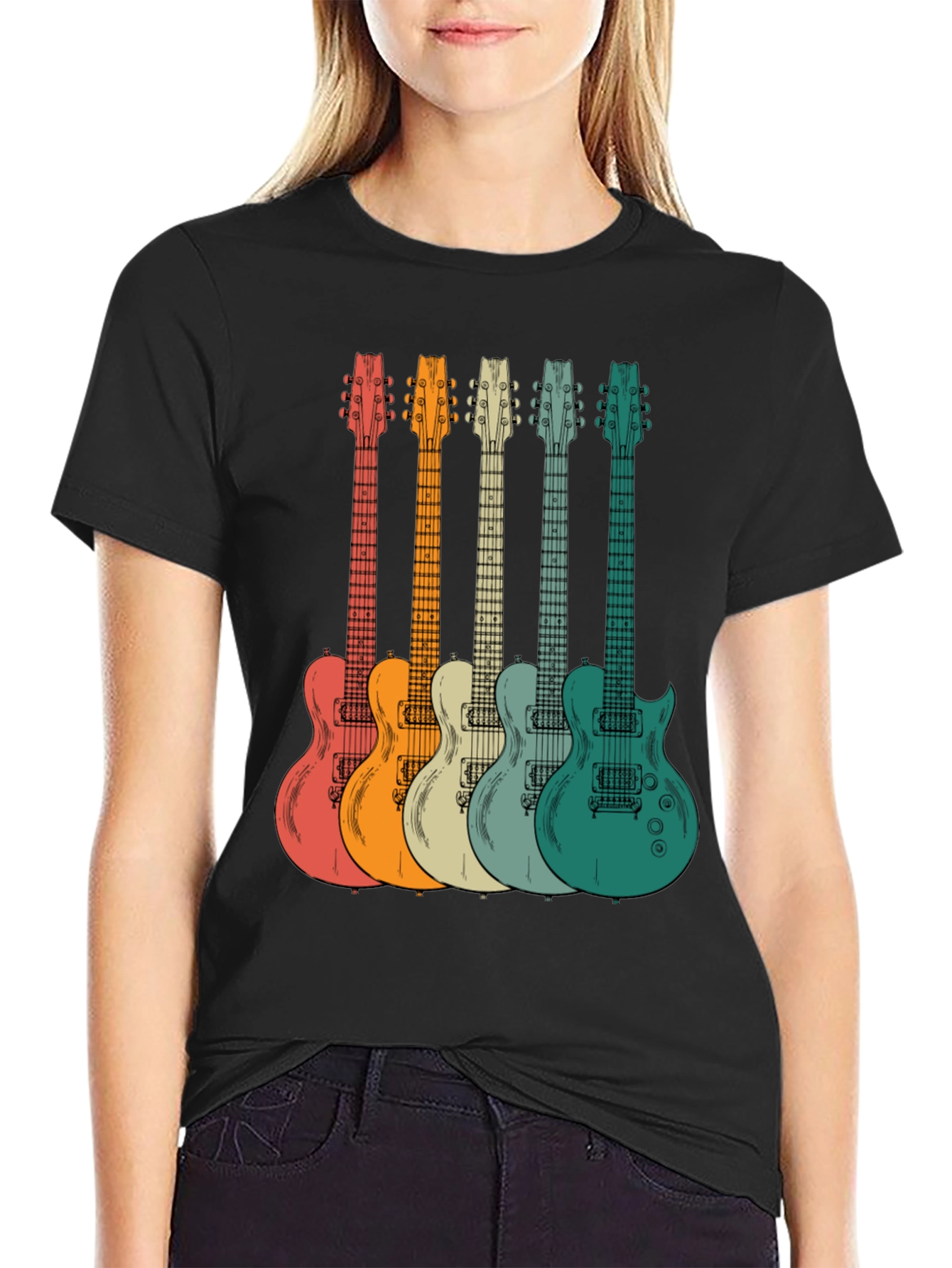 Retro Guitar Graphic Tee - Music Lovers T-Shirt