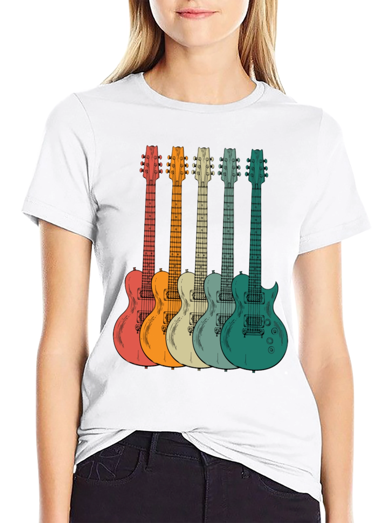 Retro Guitar Graphic Tee - Music Lovers T-Shirt