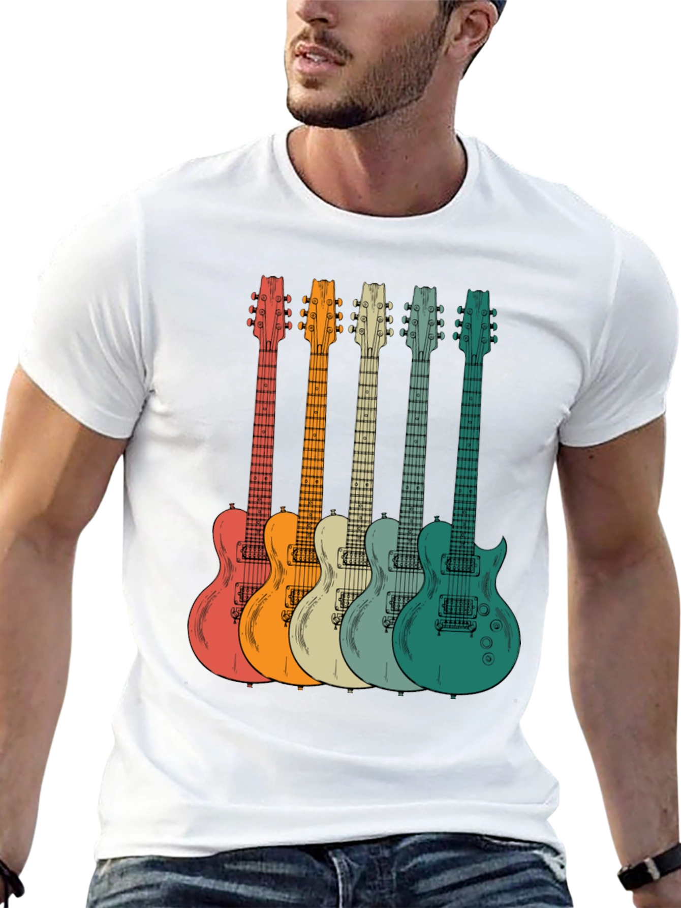 Retro Guitar Graphic Tee - Music Lovers T-Shirt