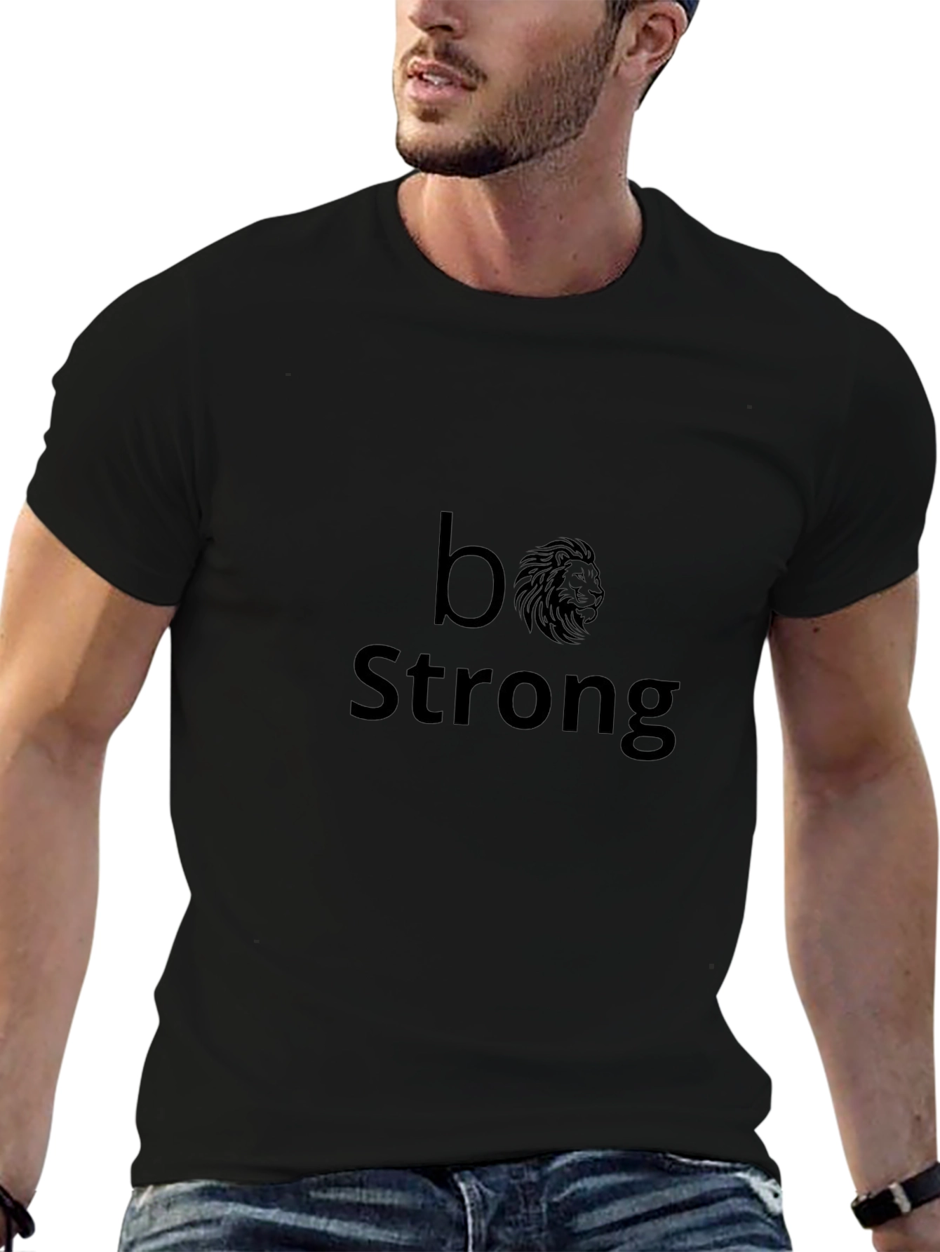 Be Strong Lion Graphic Tee - Black