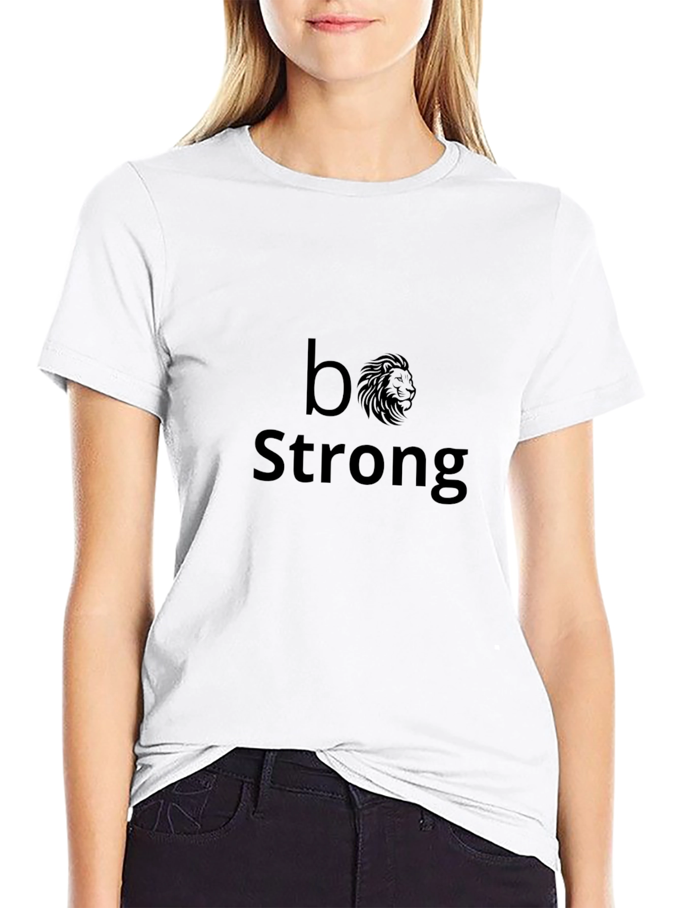 Be Strong Lion Graphic Tee - Black