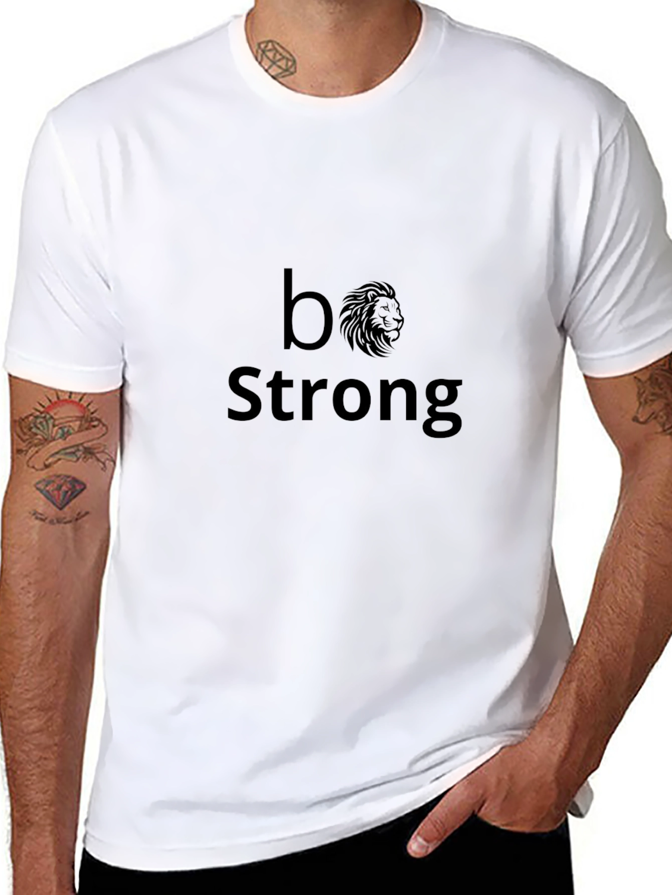 Be Strong Lion Graphic Tee - Black