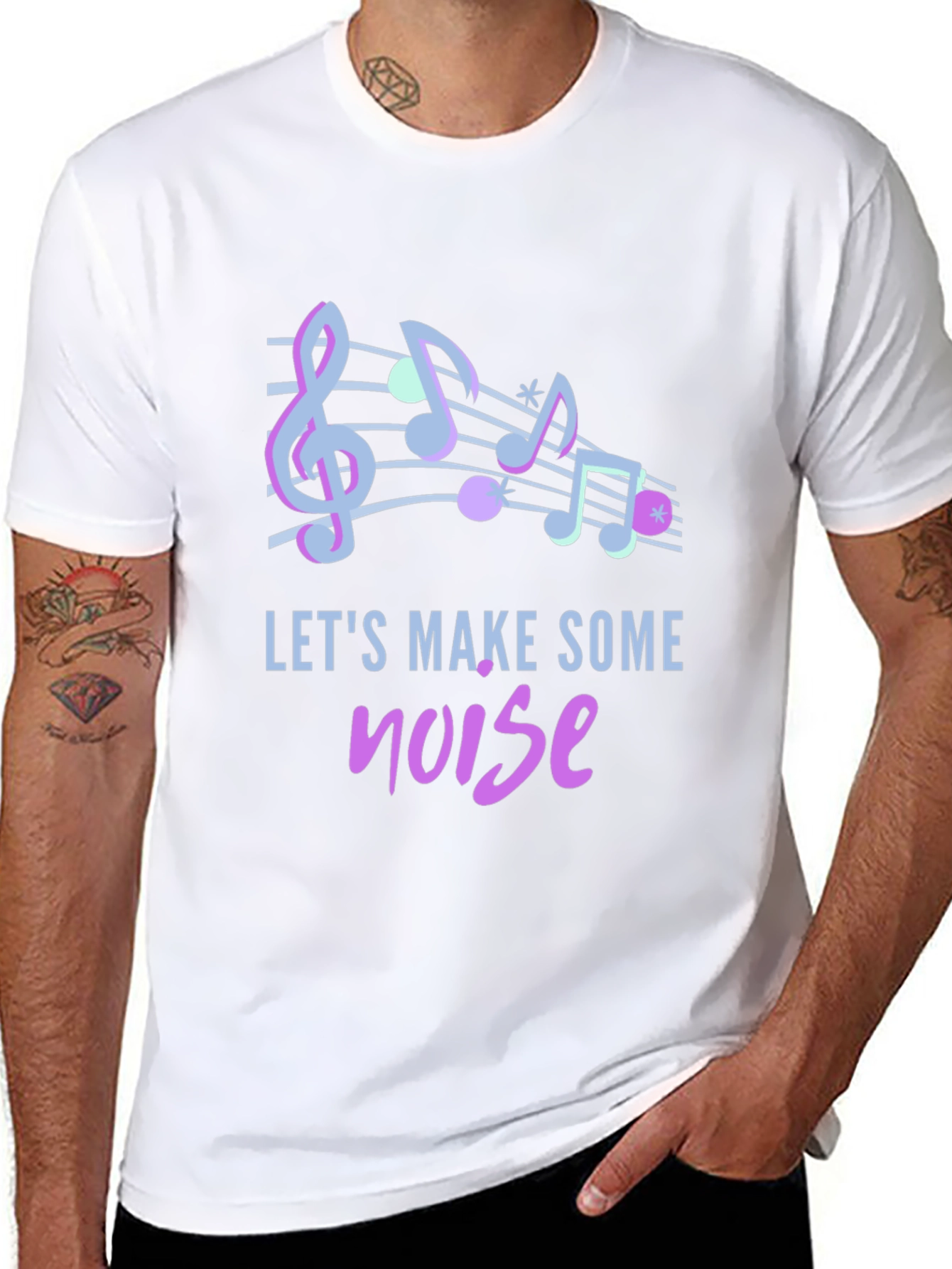 Lets Make Some Noise Music Notes Graphic Tee