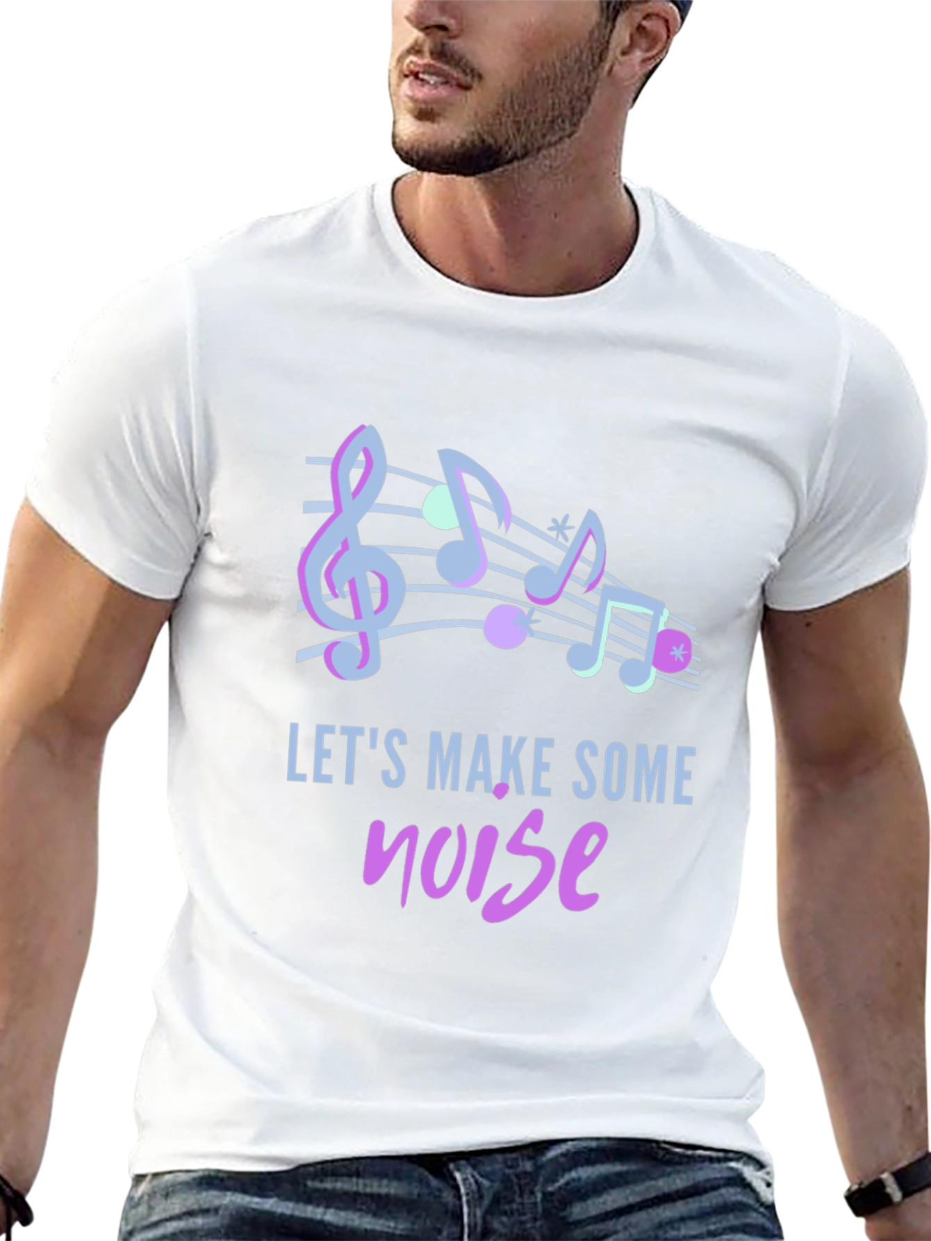 Lets Make Some Noise Music Notes Graphic Tee