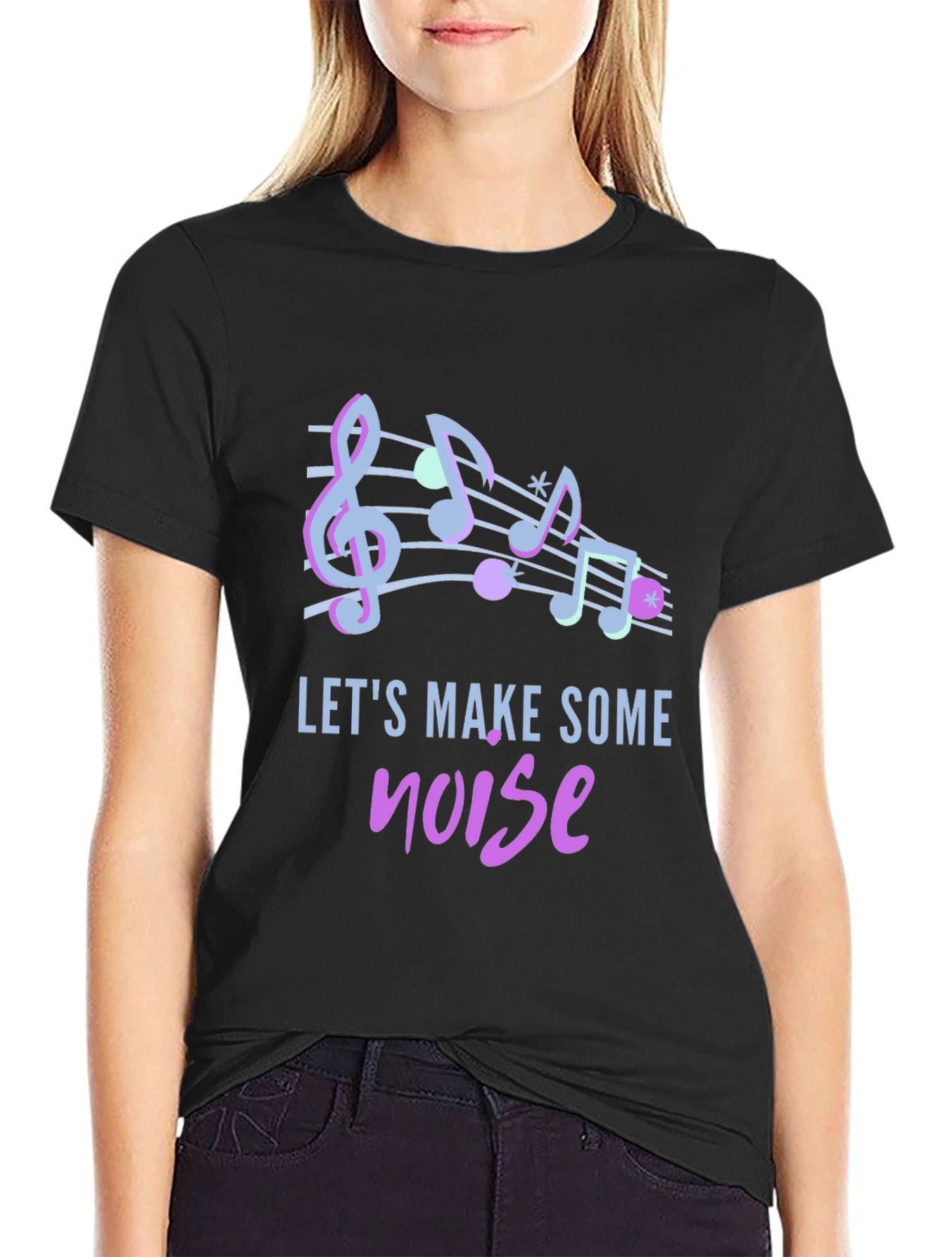 Lets Make Some Noise Music Notes Graphic Tee