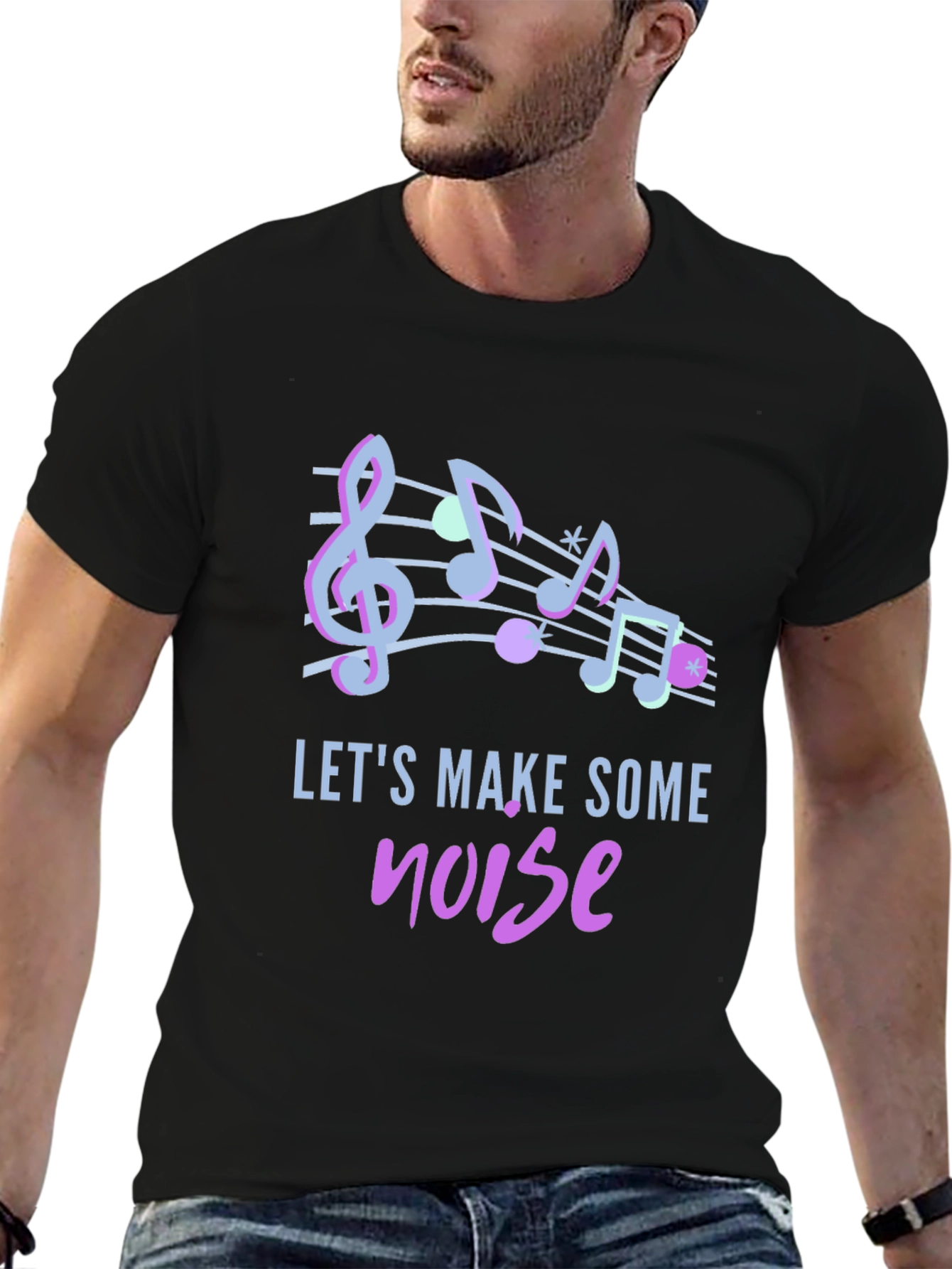 Lets Make Some Noise Music Notes Graphic Tee