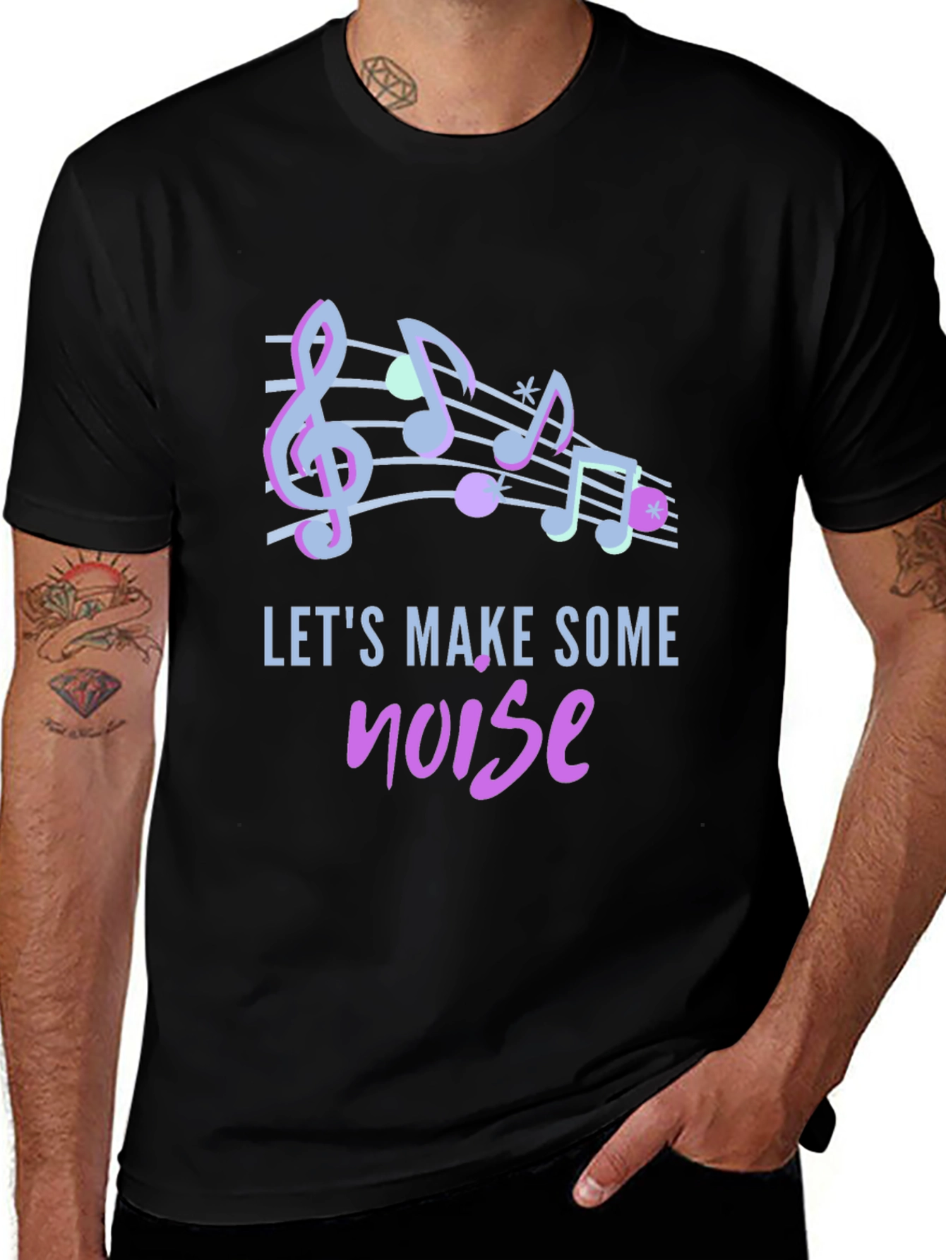 Lets Make Some Noise Music Notes Graphic Tee