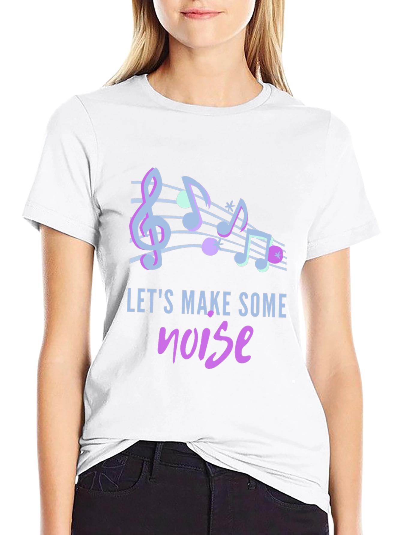 Lets Make Some Noise Music Notes Graphic Tee