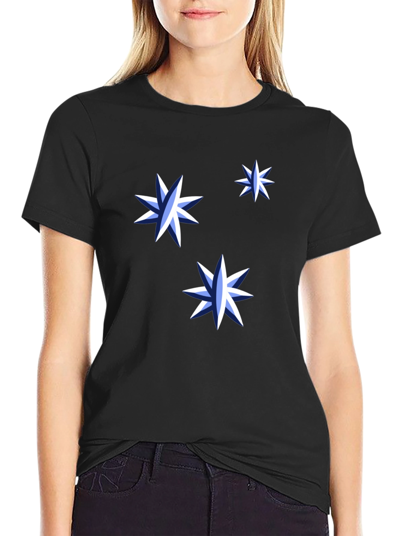 Starry Night Graphic Tee - Black Cotton Shirt
