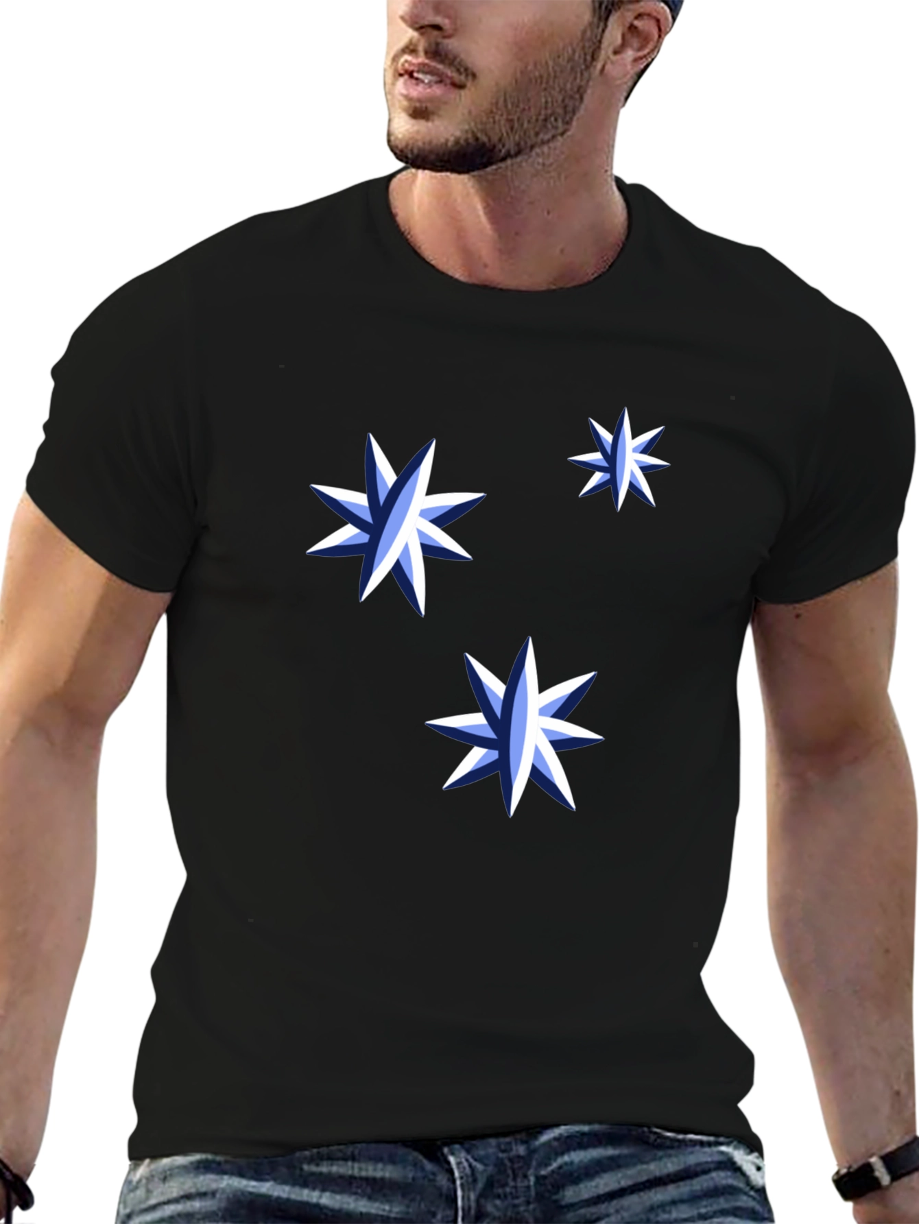 Starry Night Graphic Tee - Black Cotton Shirt