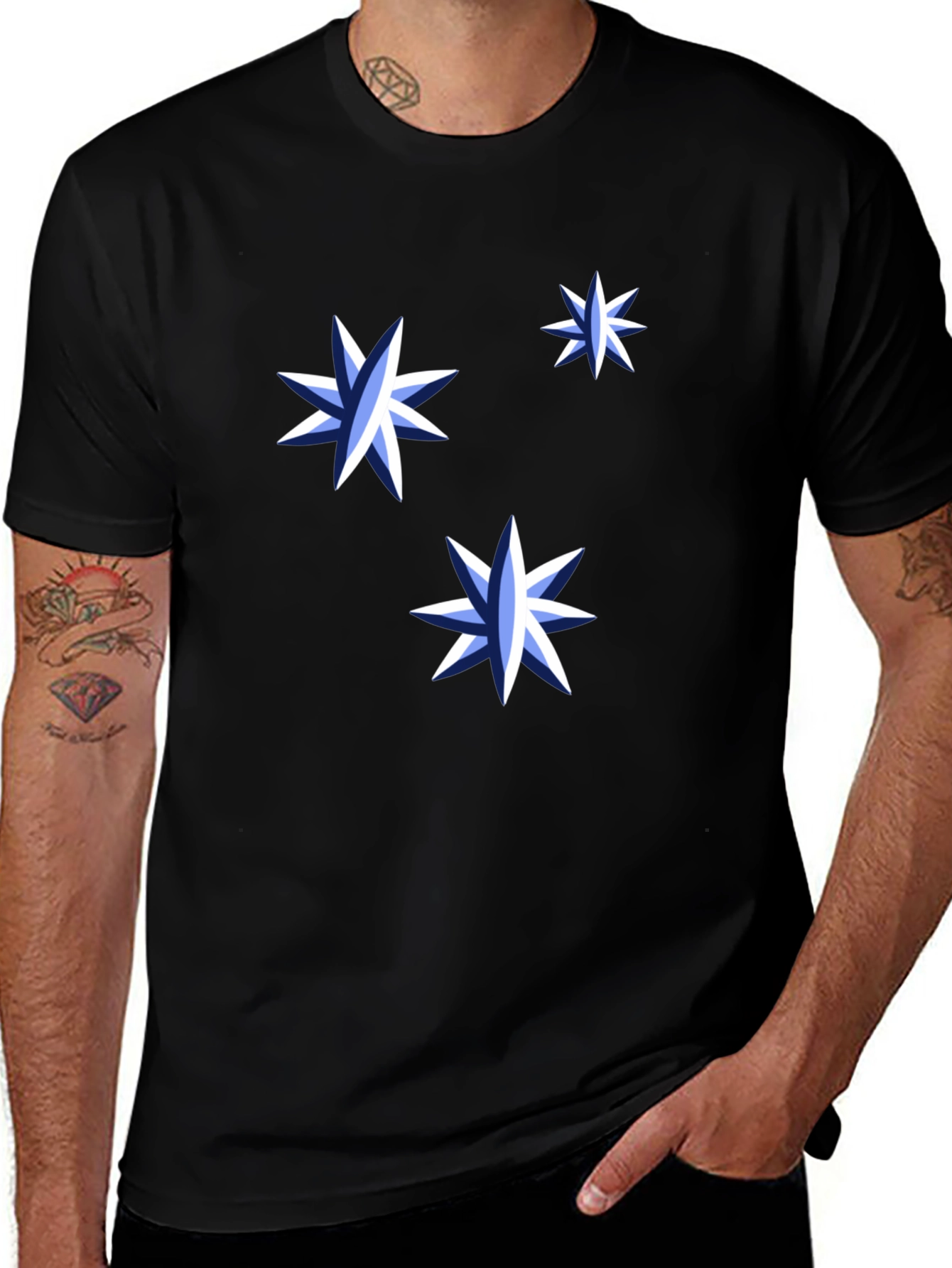 Starry Night Graphic Tee - Black Cotton Shirt