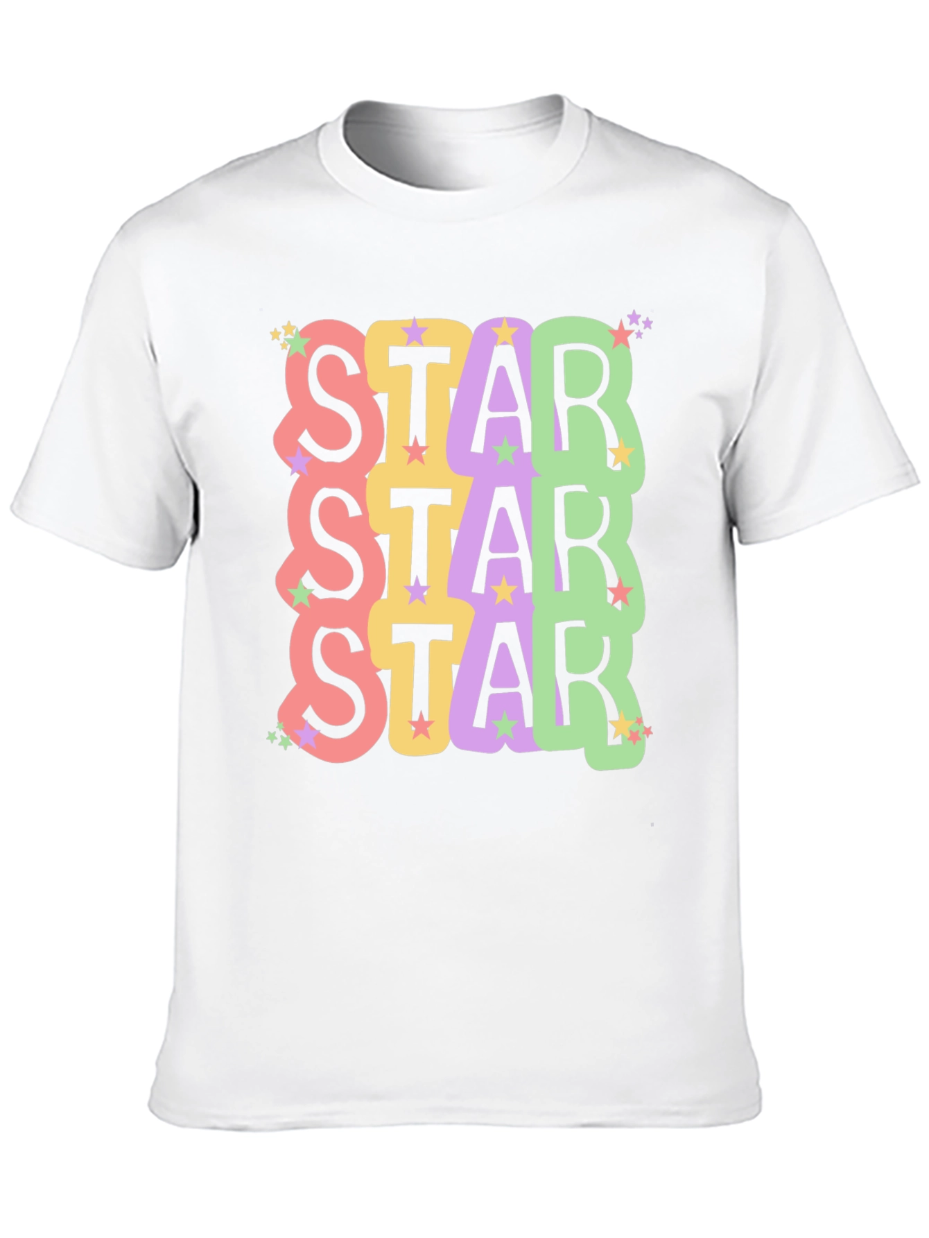 Star Stack Graphic Tee - Trendy Unisex Black T-Shirt