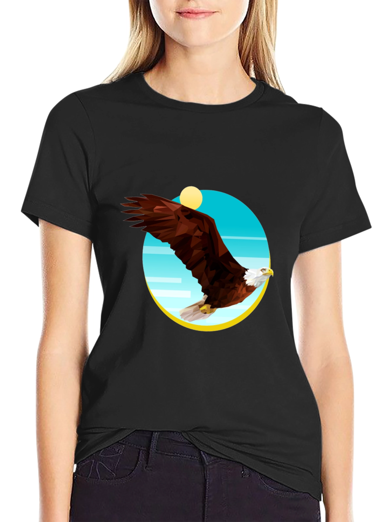 Geometric Eagle Graphic Tee - Mens Black T-Shirt