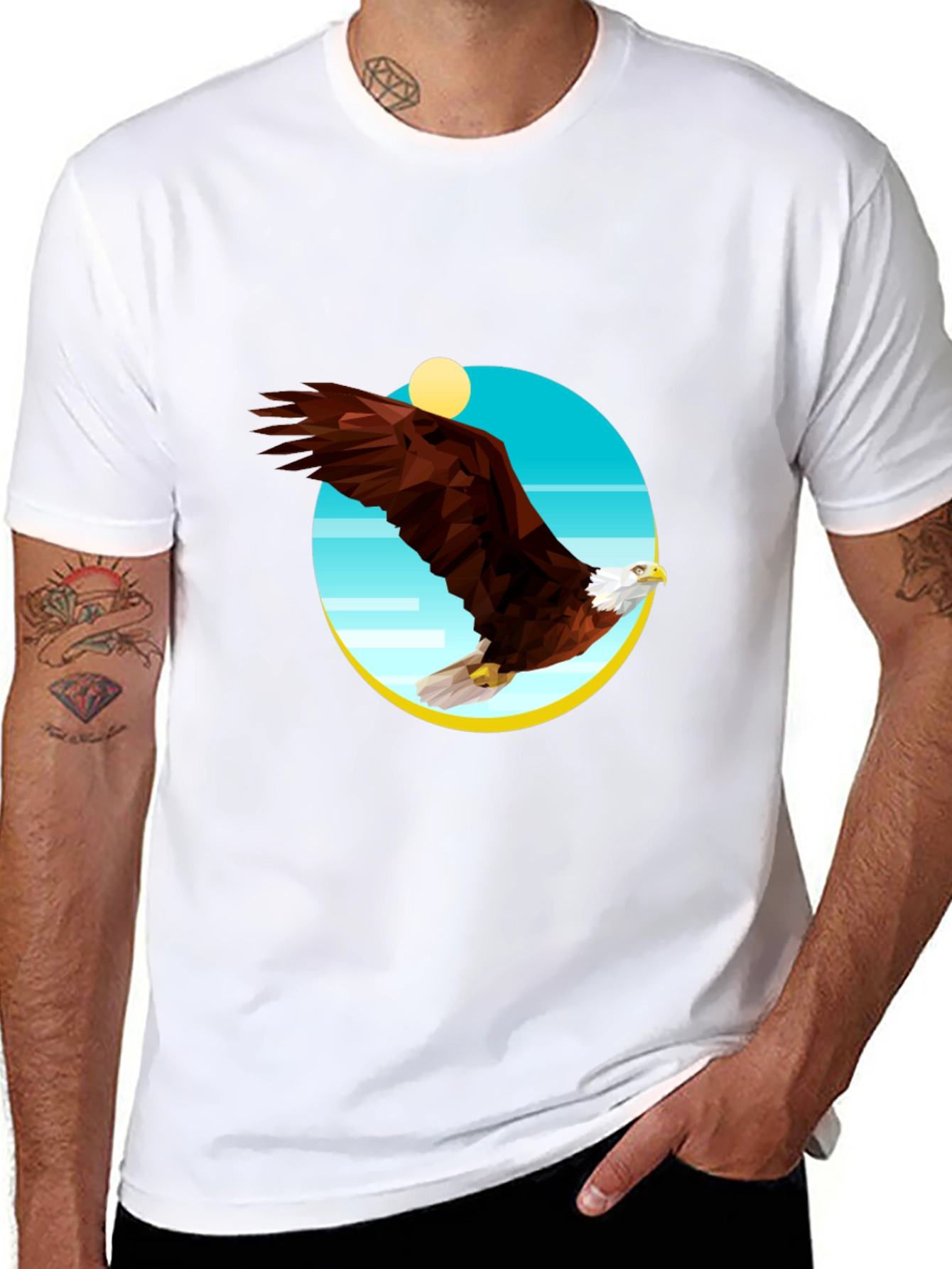 Geometric Eagle Graphic Tee - Mens Black T-Shirt