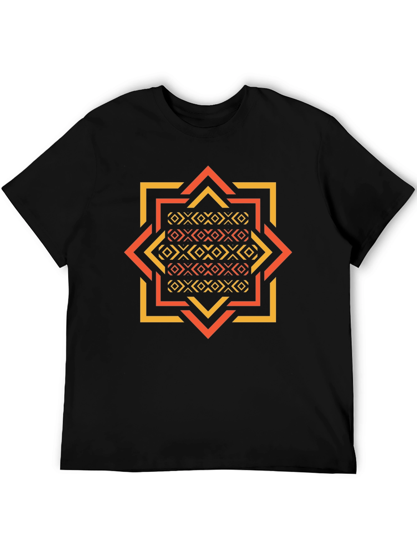 Geometric Patterned Black Tee