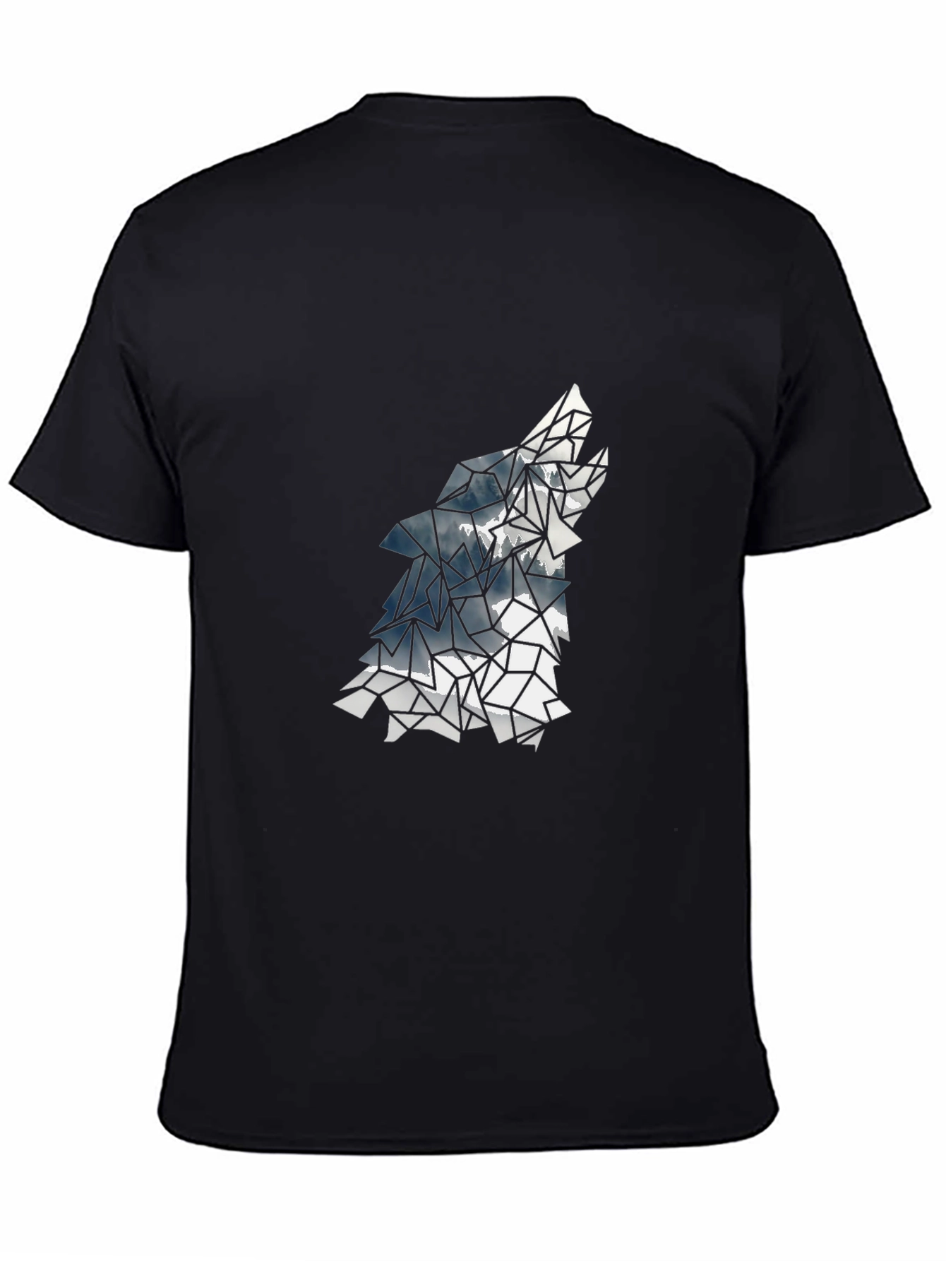 Geometric Wolf Graphic Tee - Black