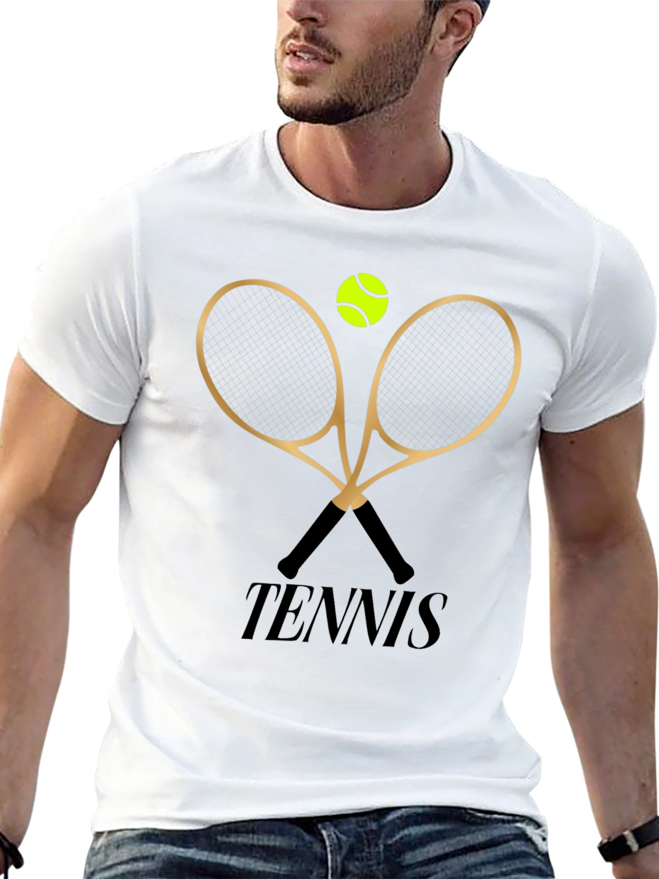 Tennis Graphic T-Shirt - Rackets and Ball