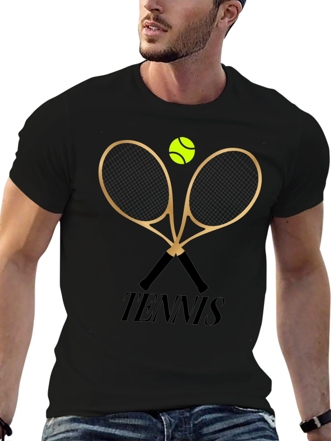 Tennis Graphic T-Shirt - Rackets and Ball