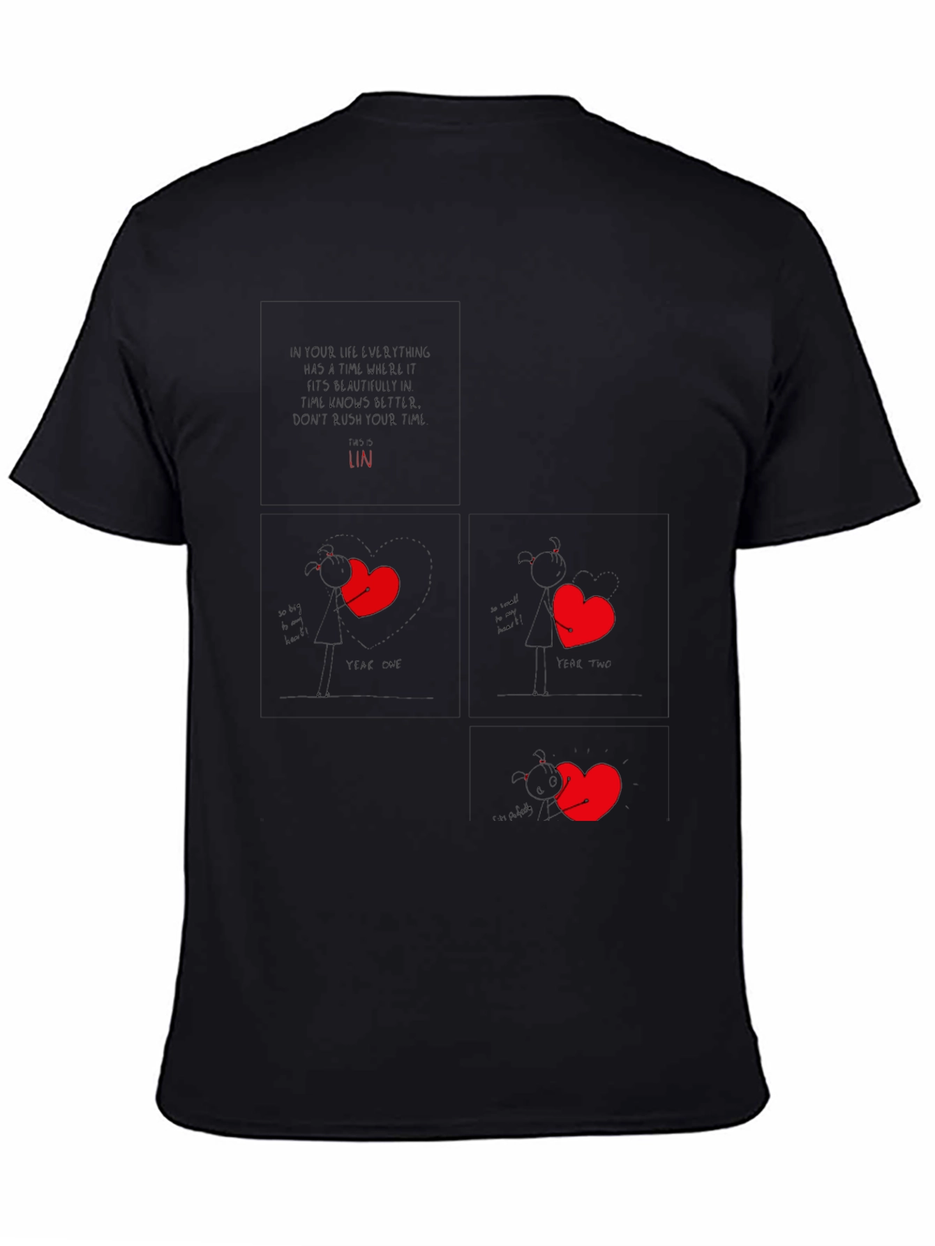 Heart Story Black Graphic Tee