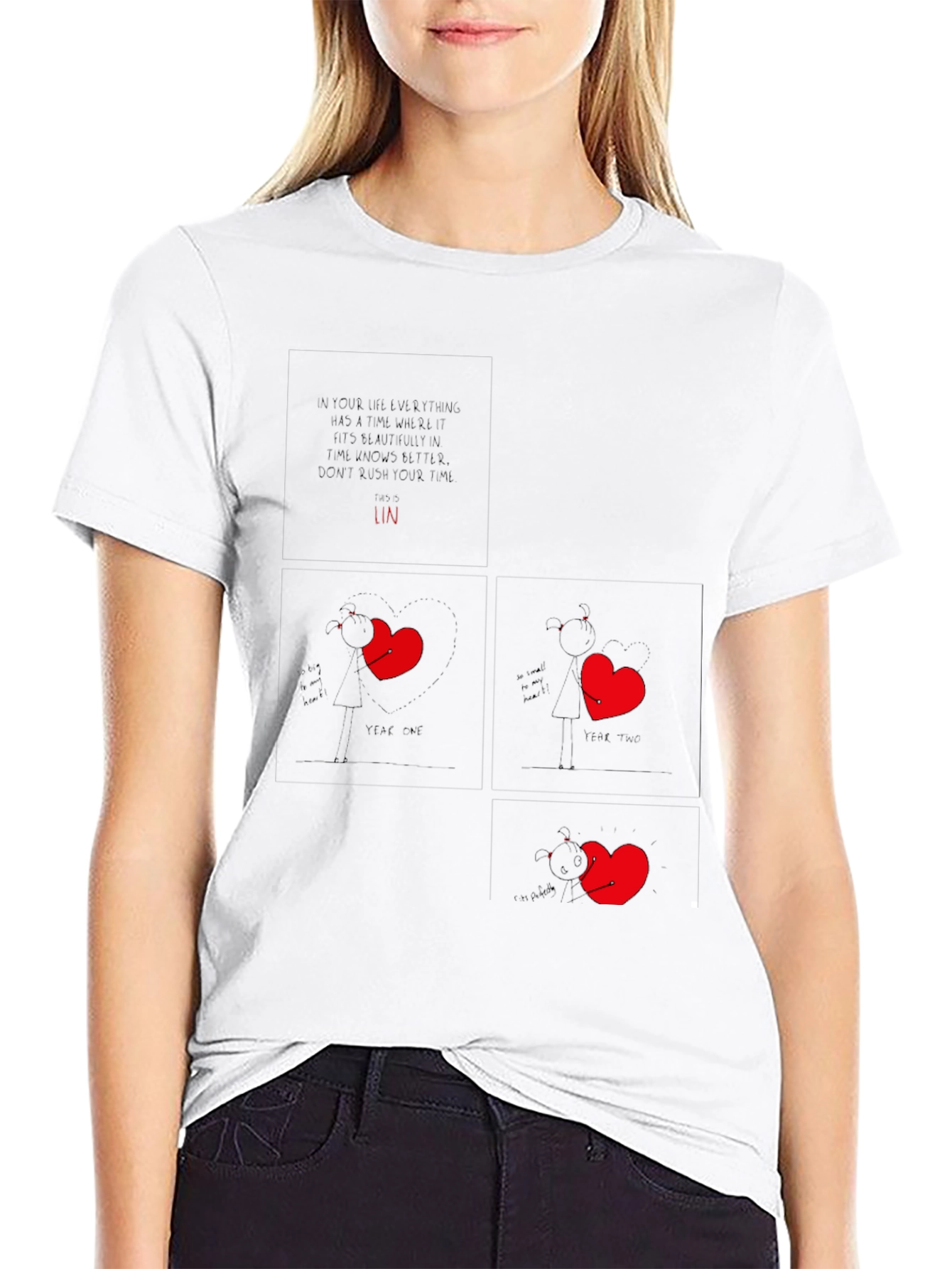 Heart Story Black Graphic Tee